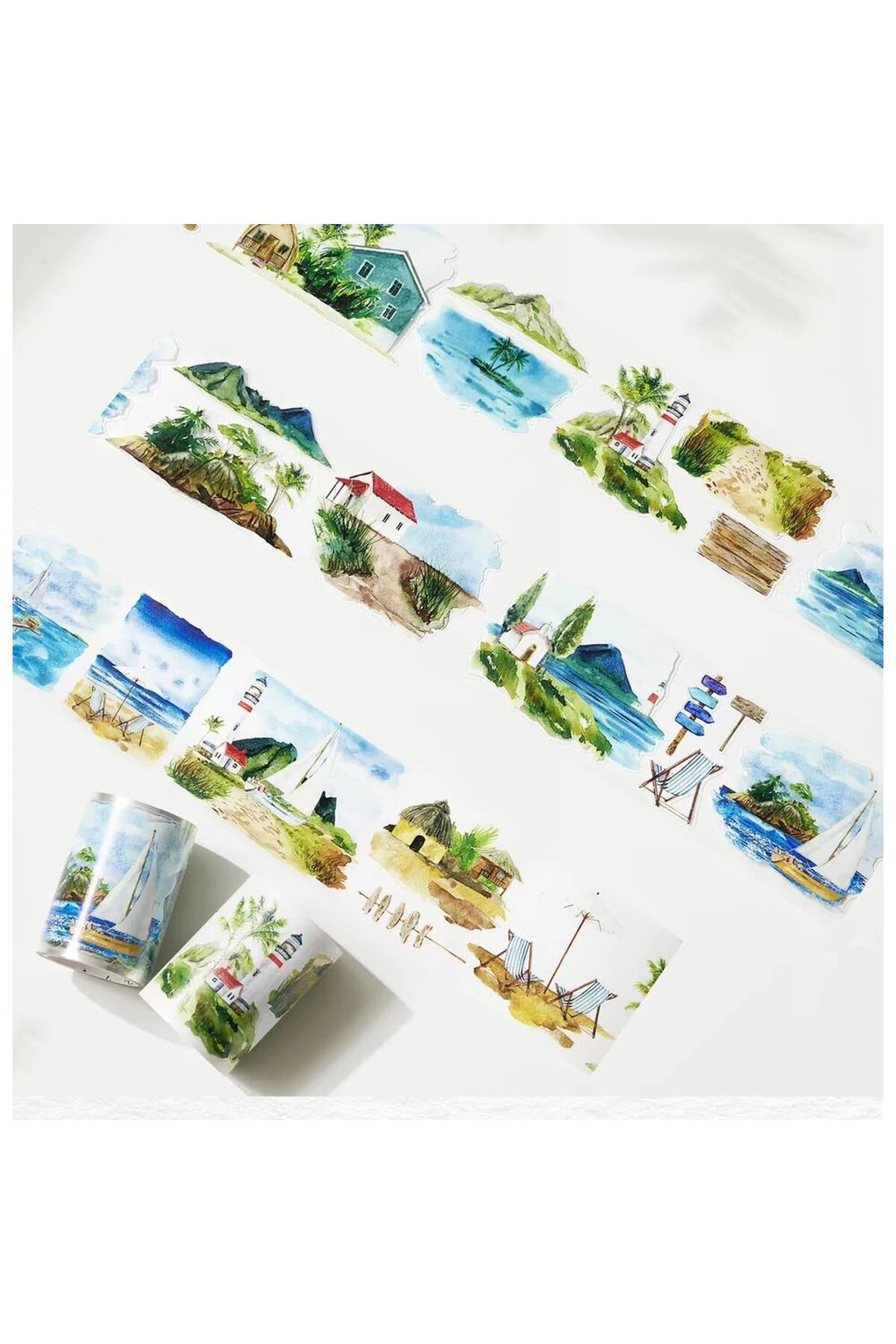 K7-100cm yaz temalı kendinden kesimli PET Tape the Washitape shop