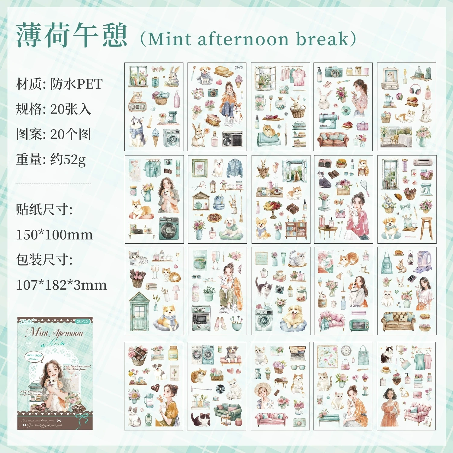 U10-20 sayfa evcil hayvan ve ben PET Sticker kitabı