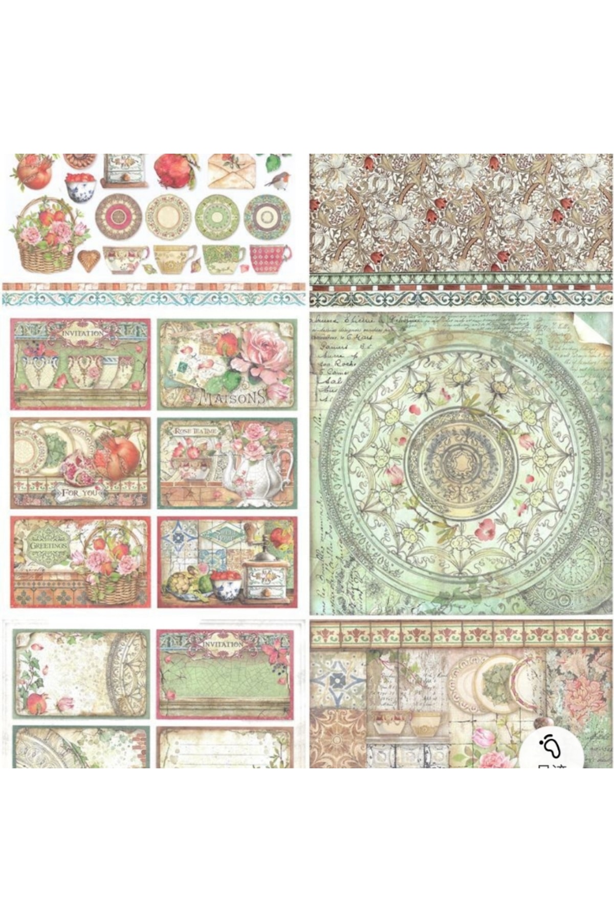 E6-15 sayfa çiçekli scrapbook kâğıt 44