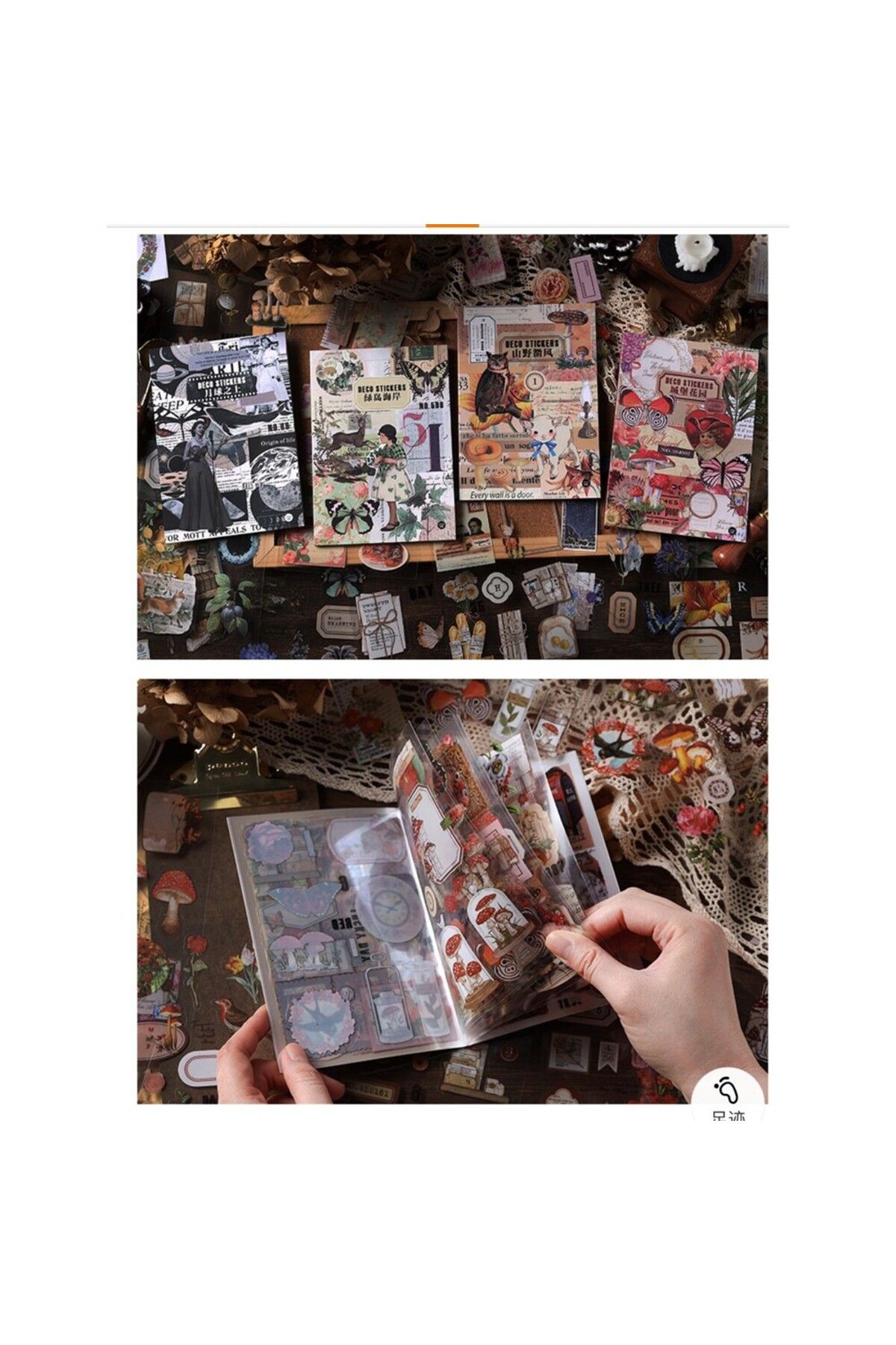U6-20 sayfa PET sticker kitaplığı vintage kelebek pul- Renk : Kırmızı