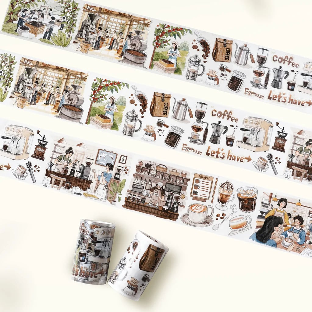 K13-100cm kendinden kesimli Life of Coffee PET Tape