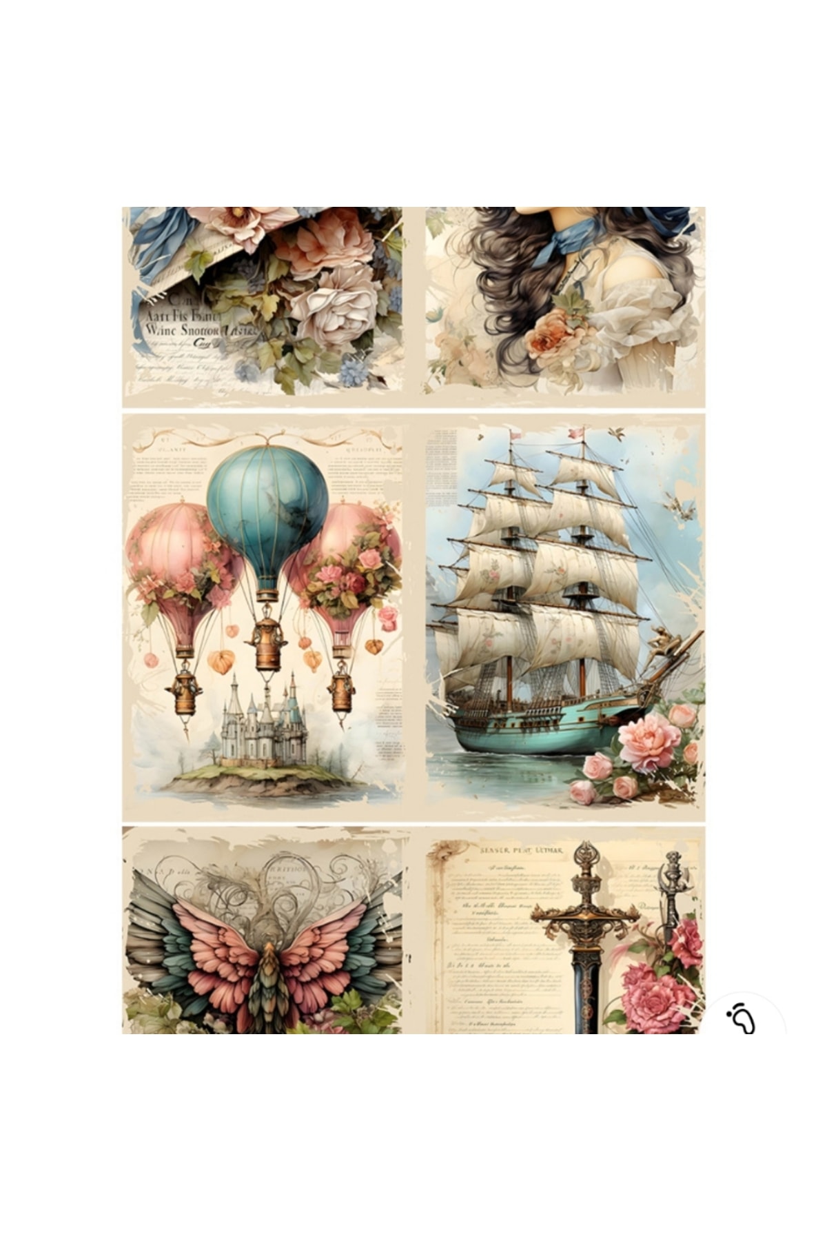 E6-11 sayfa European vintage scrapbook paper 55