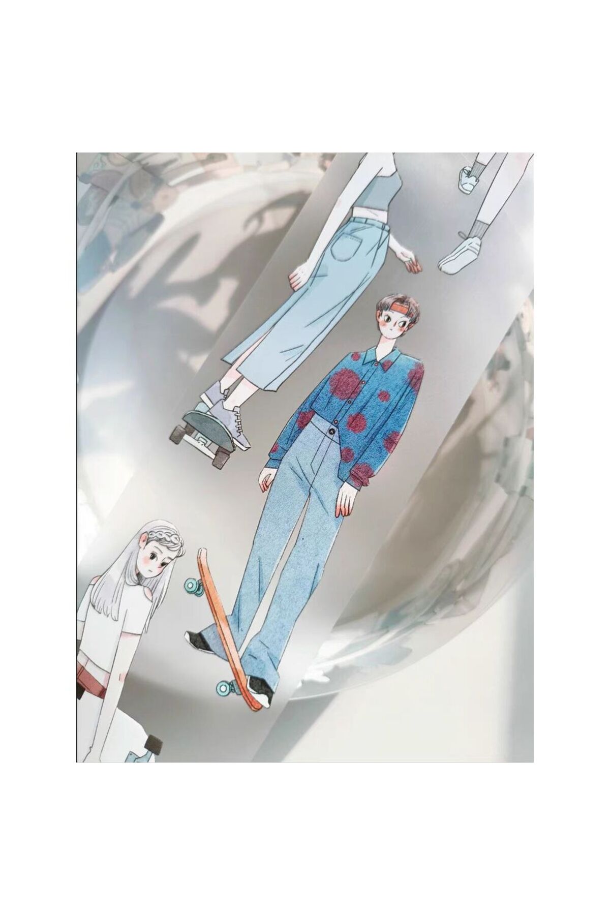 L21-150cm skateboard girl kaykayli kiz PET tape