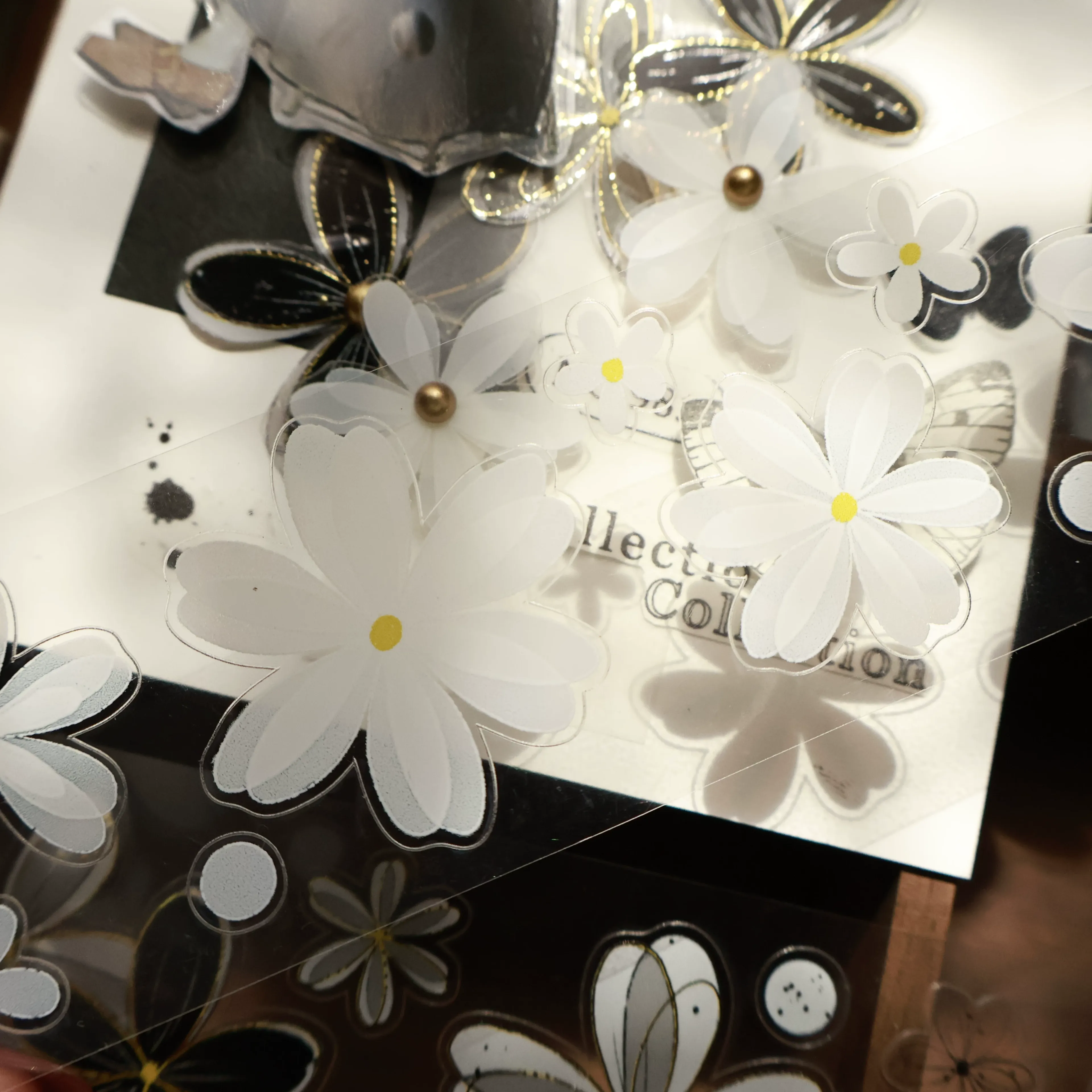 L7-YiEr 120cm beyaz çiçek kendinden kesimli PET Tape