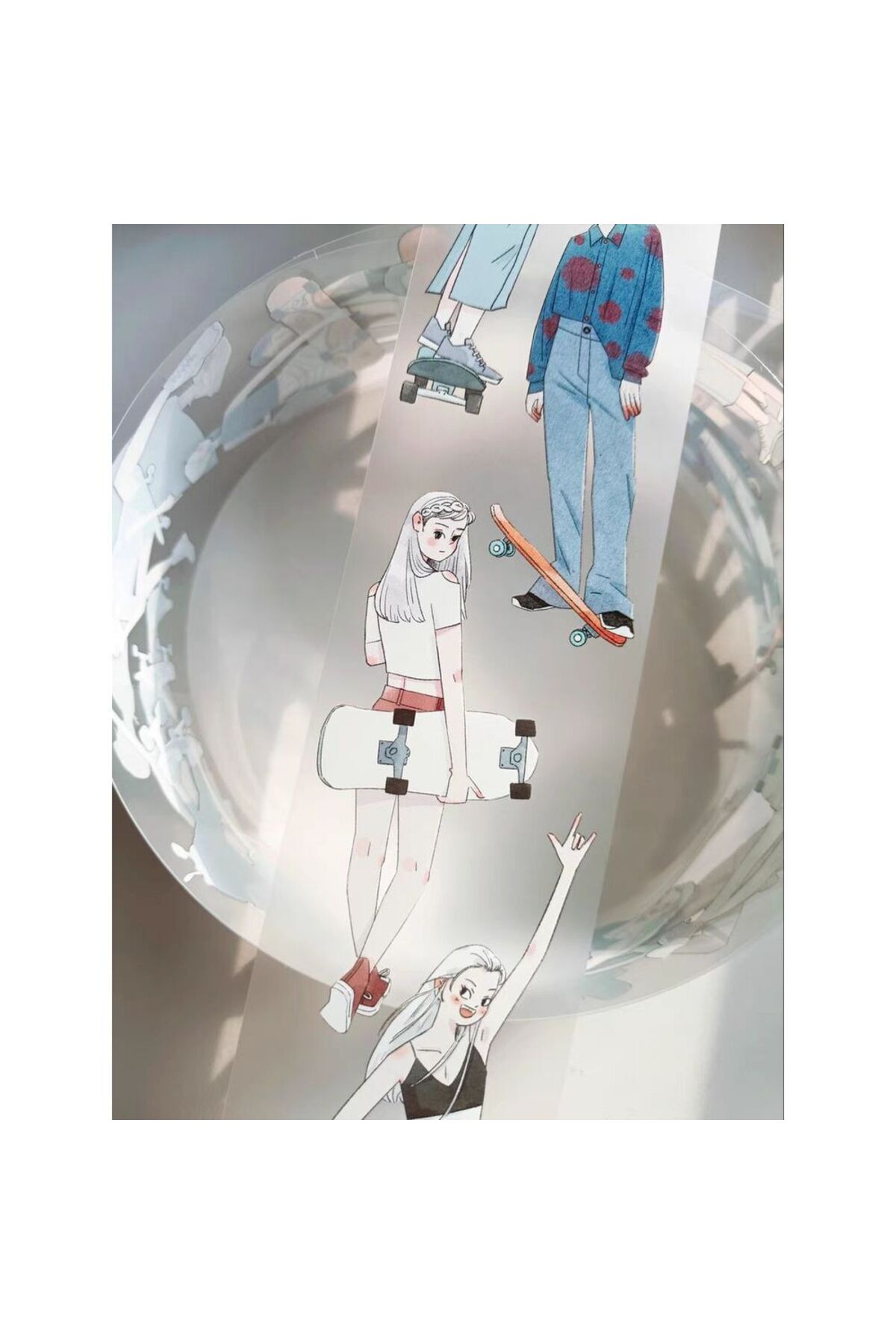 L21-150cm skateboard girl kaykayli kiz PET tape
