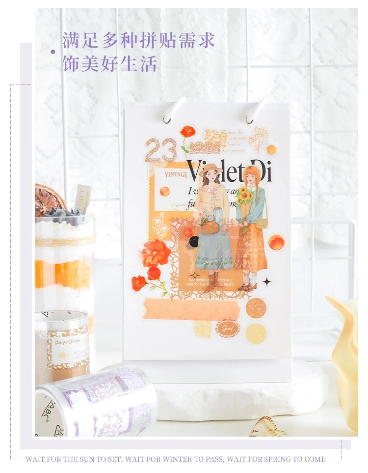 S9-4 adet kendinden kesimli dantelli label pet sticker tape seti 