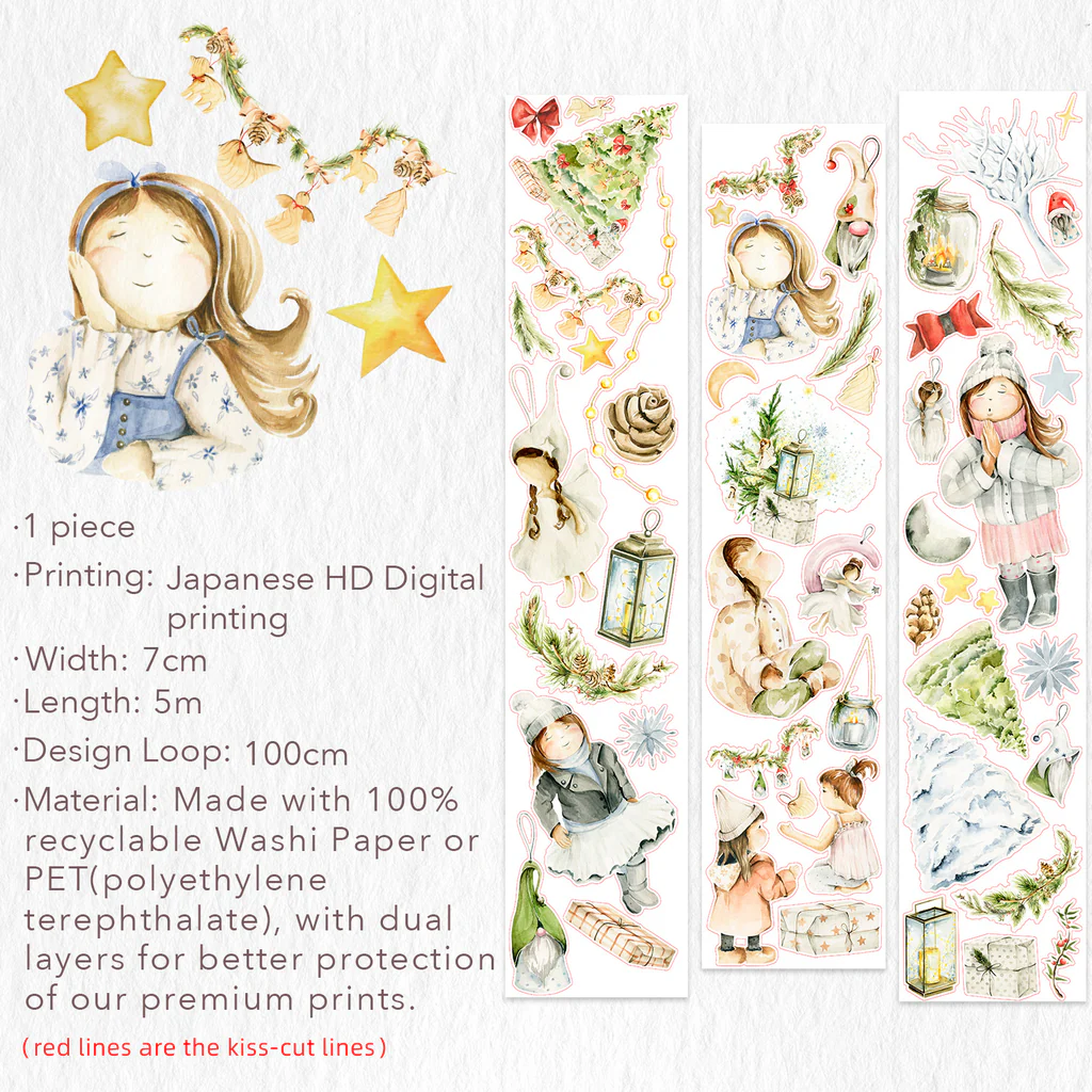 K19-100cm Winter Dreamscape kendinden kesimli PET TAPE