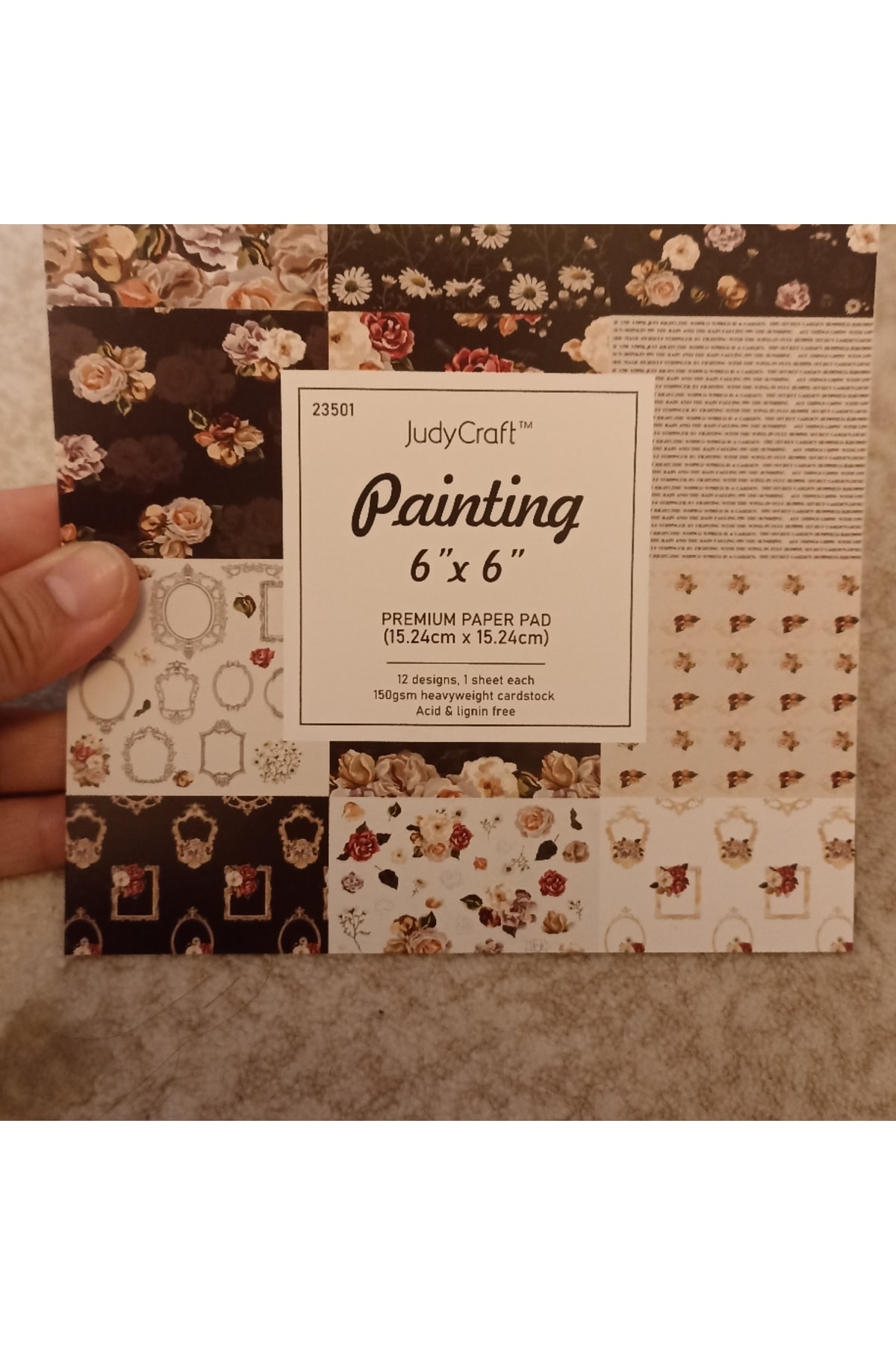 12 sayfa 15x15cm cicek scrapbook kağıt