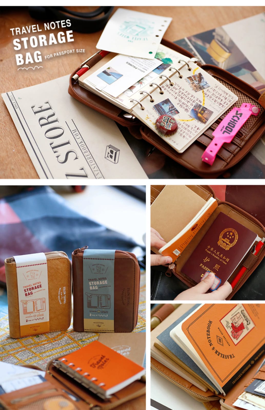 1 adet fermuarlı traveler defter köyü kahverengi