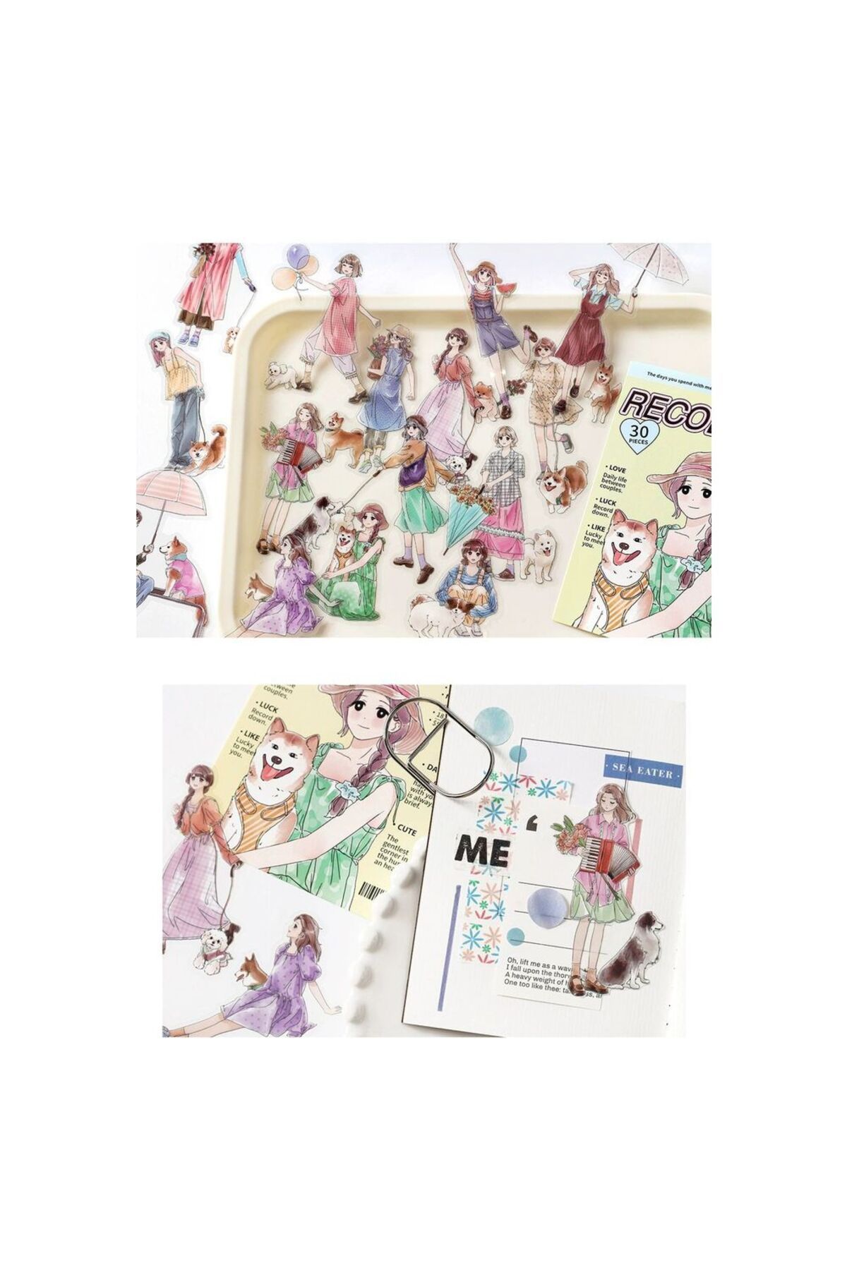 L2-30 adet tatli kız PET Sticker - Numara : 1
