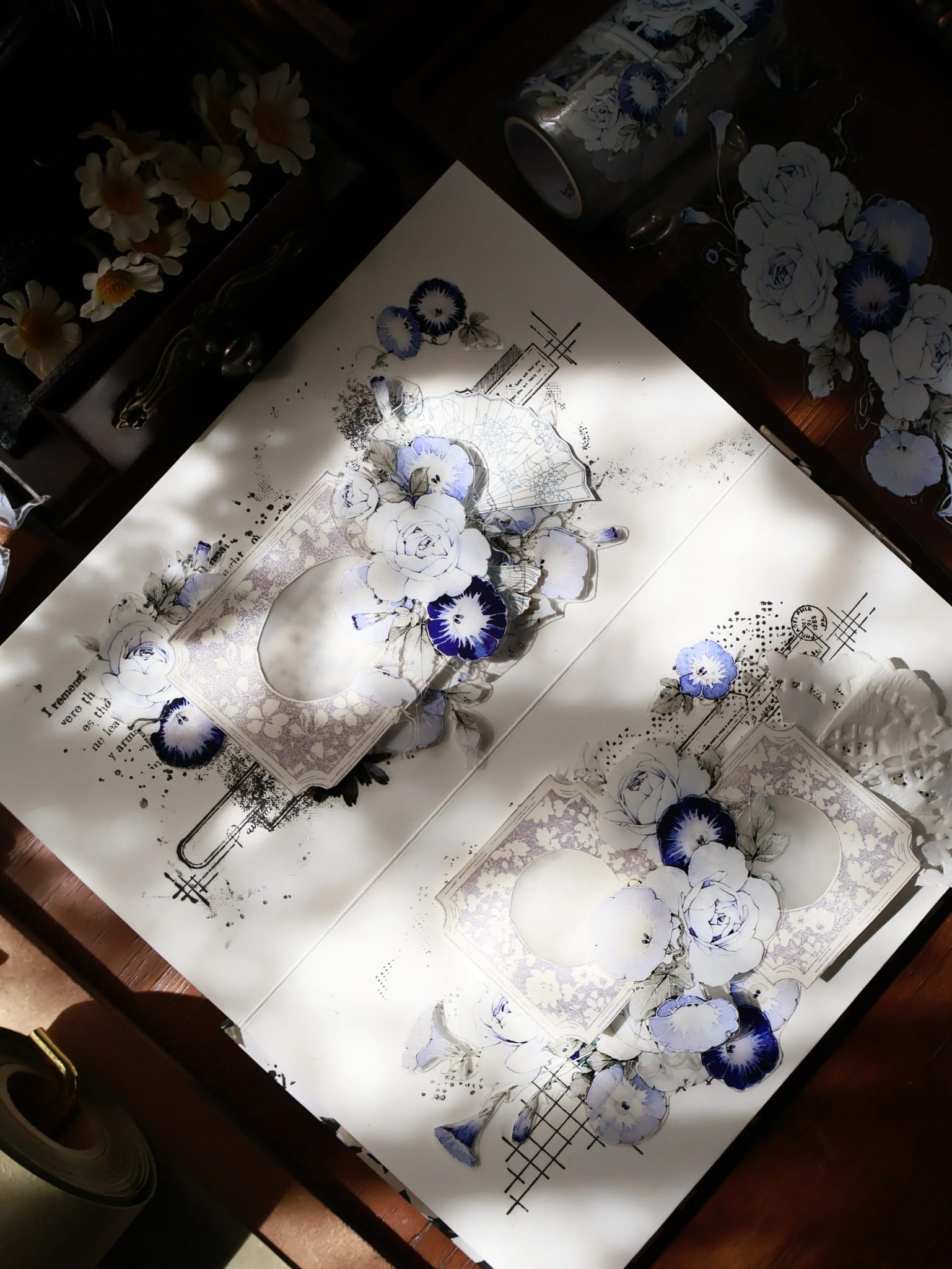 L11-YiEr 120cm mavi sabah sefası ve gül kendinden kesimli PET Tape