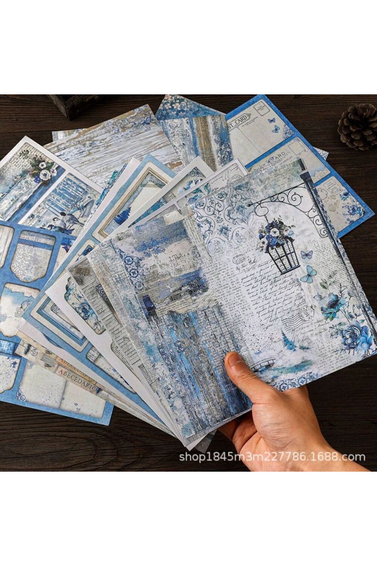 E6-15 sayfa mavi dunya scrapbook kâğıt 32