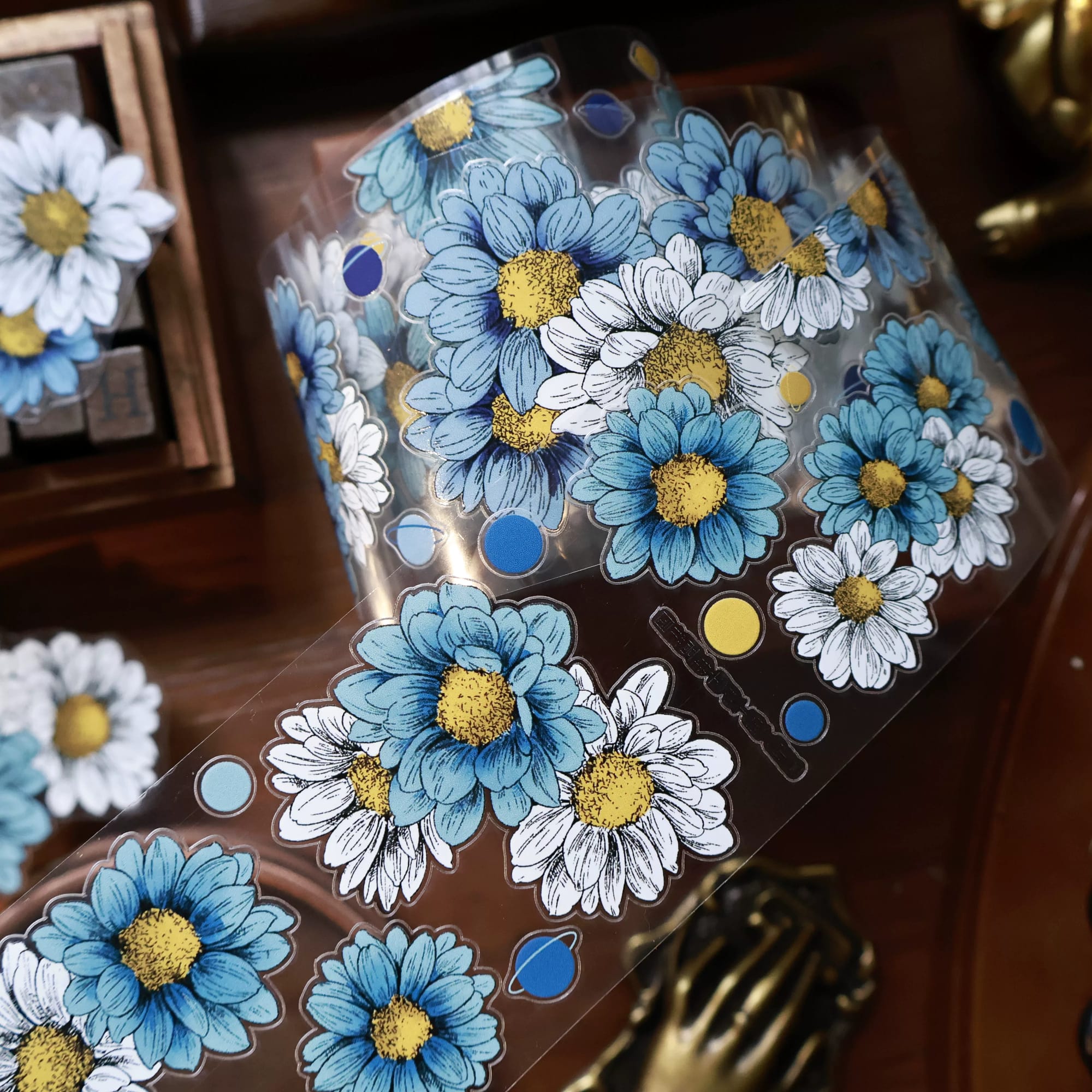 L4-YiEr 100cm mavi bahce kendinden kesimli PET Tape