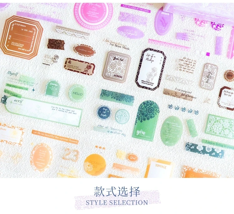 S9-4 adet kendinden kesimli dantelli label pet sticker tape seti 