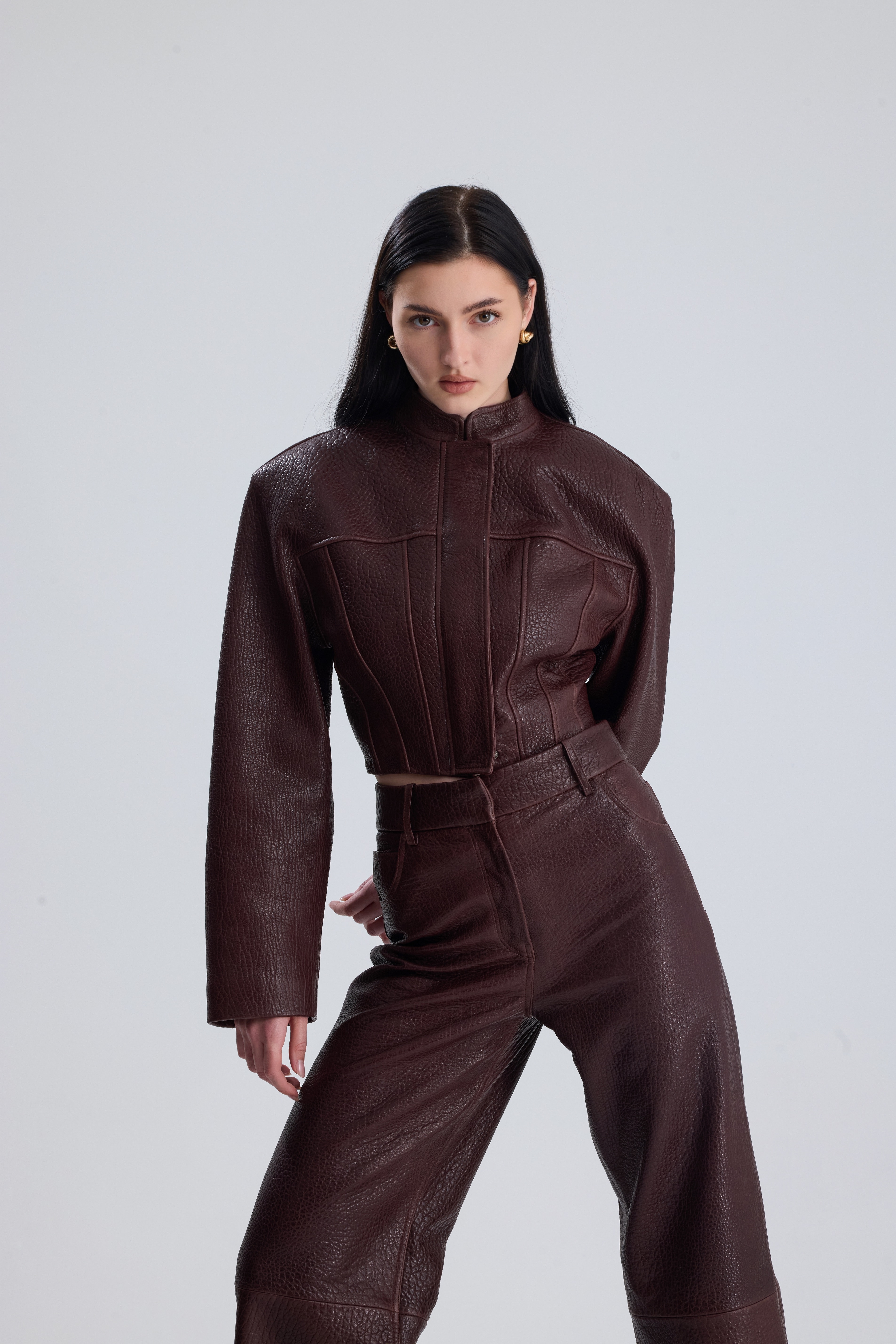 Brown Darcy Structured Leather Set