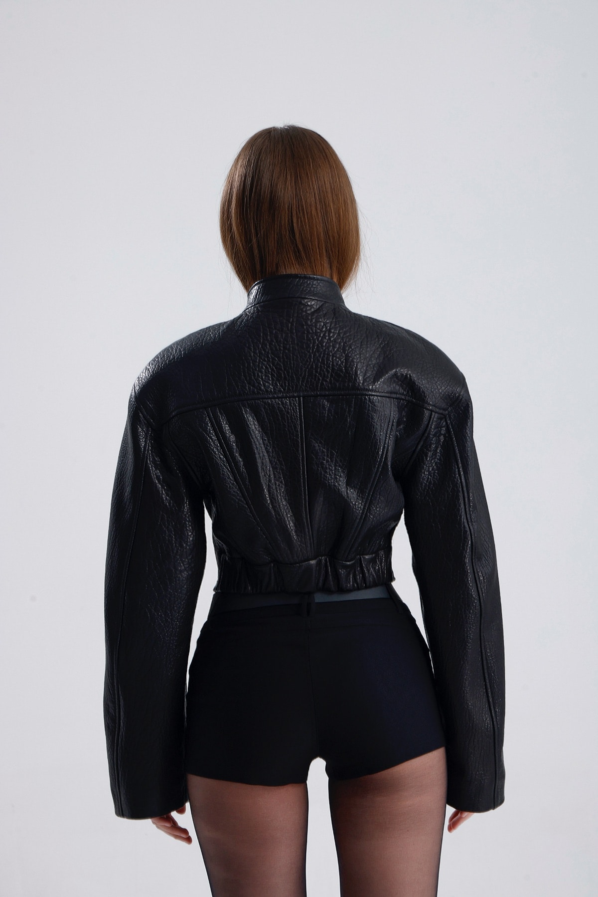 Black Darcy Structured Leather Jacket