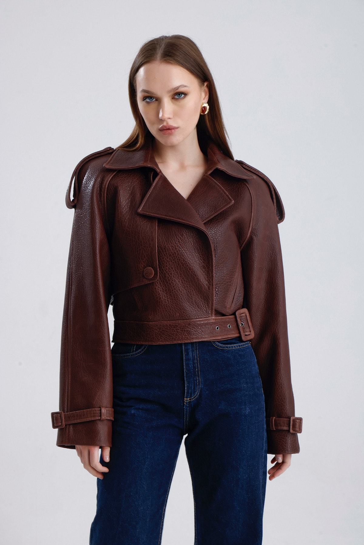 Carrie Brown Leather Jacket
