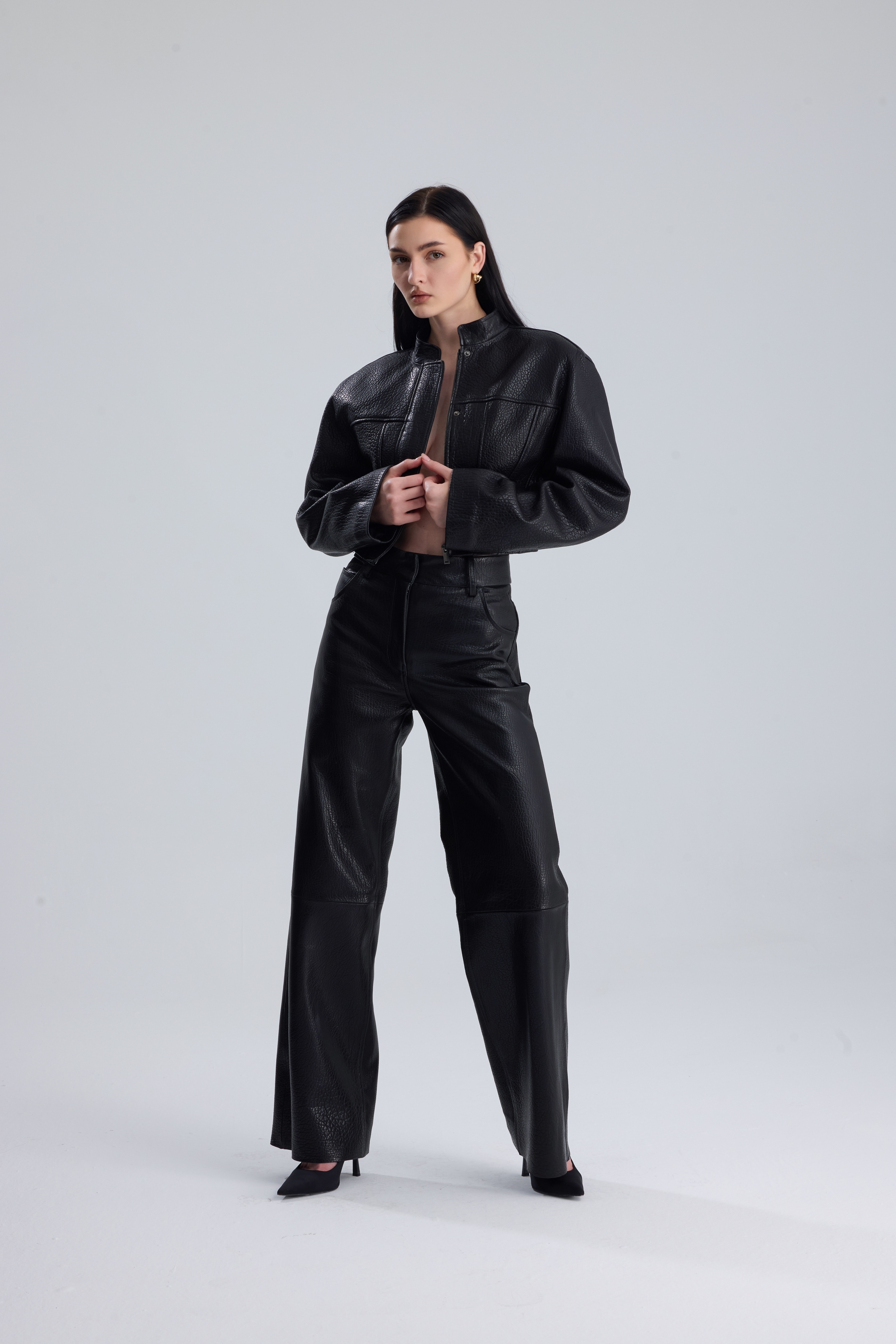 Black Darcy Structured Leather Set
