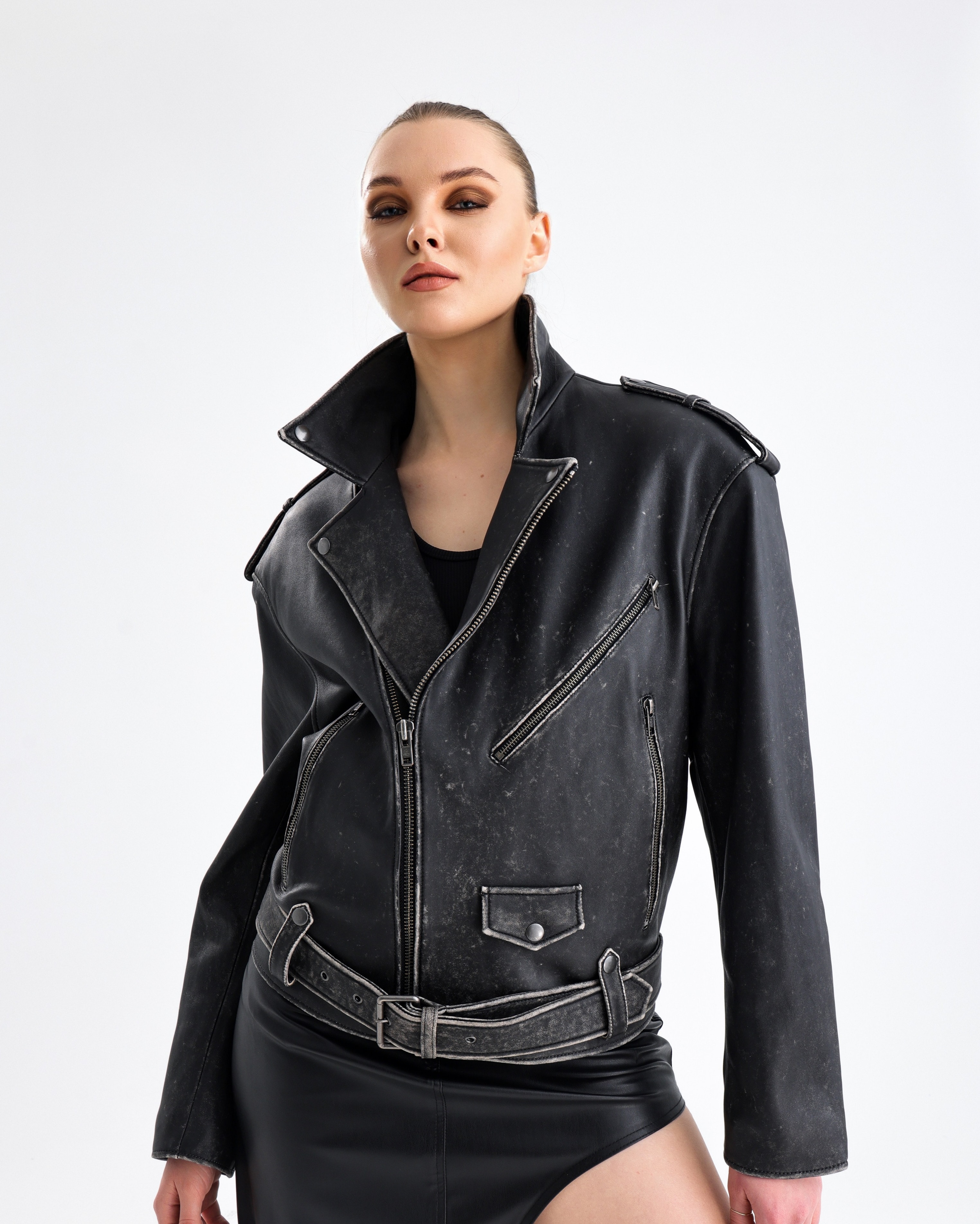 Patina Long Leather Jacket