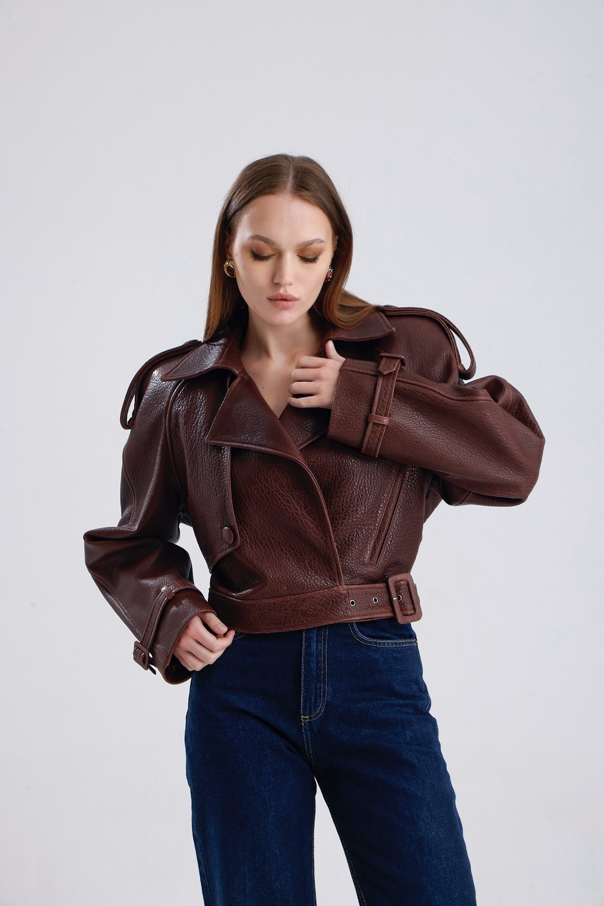 Carrie Brown Leather Jacket
