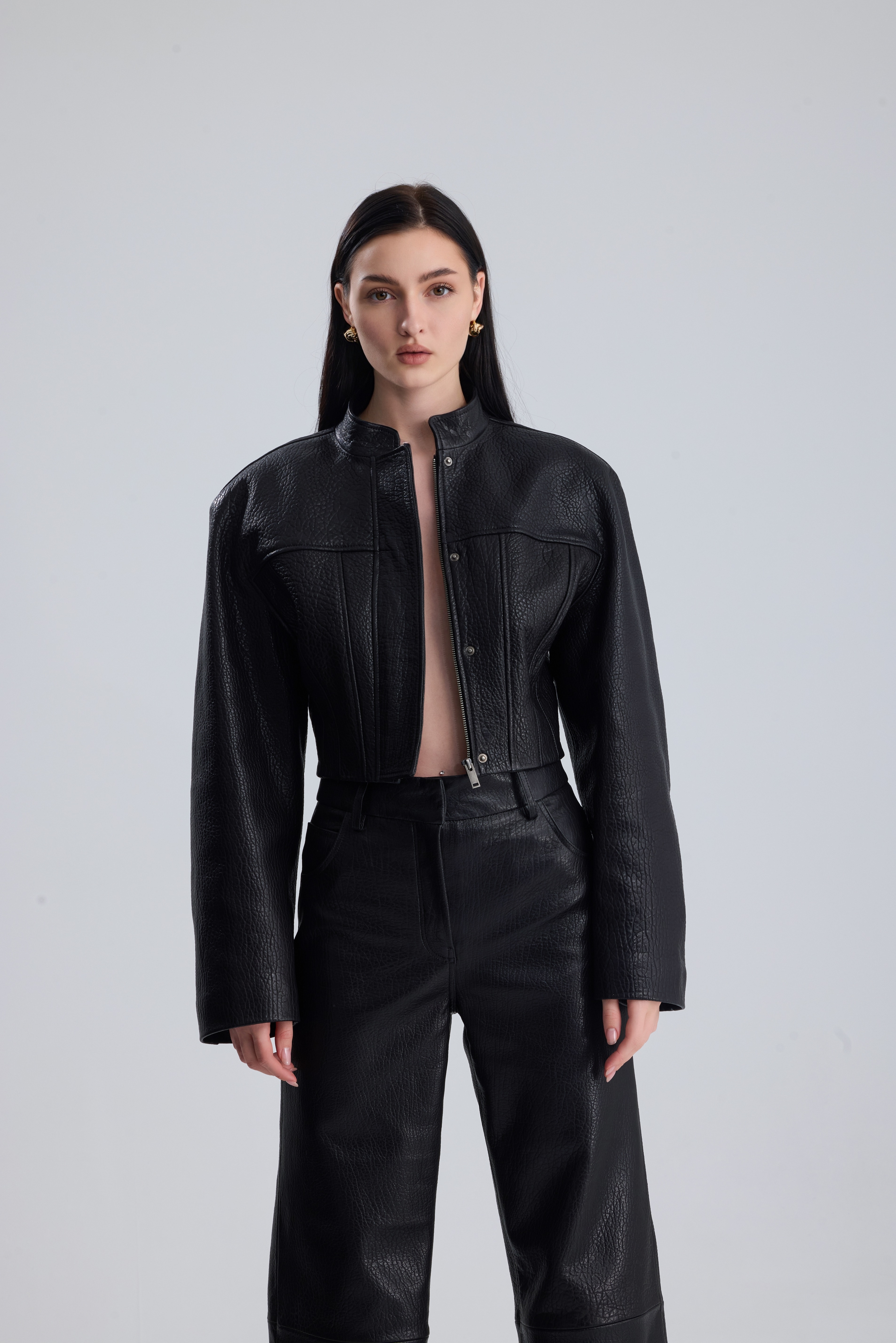Black Darcy Structured Leather Set