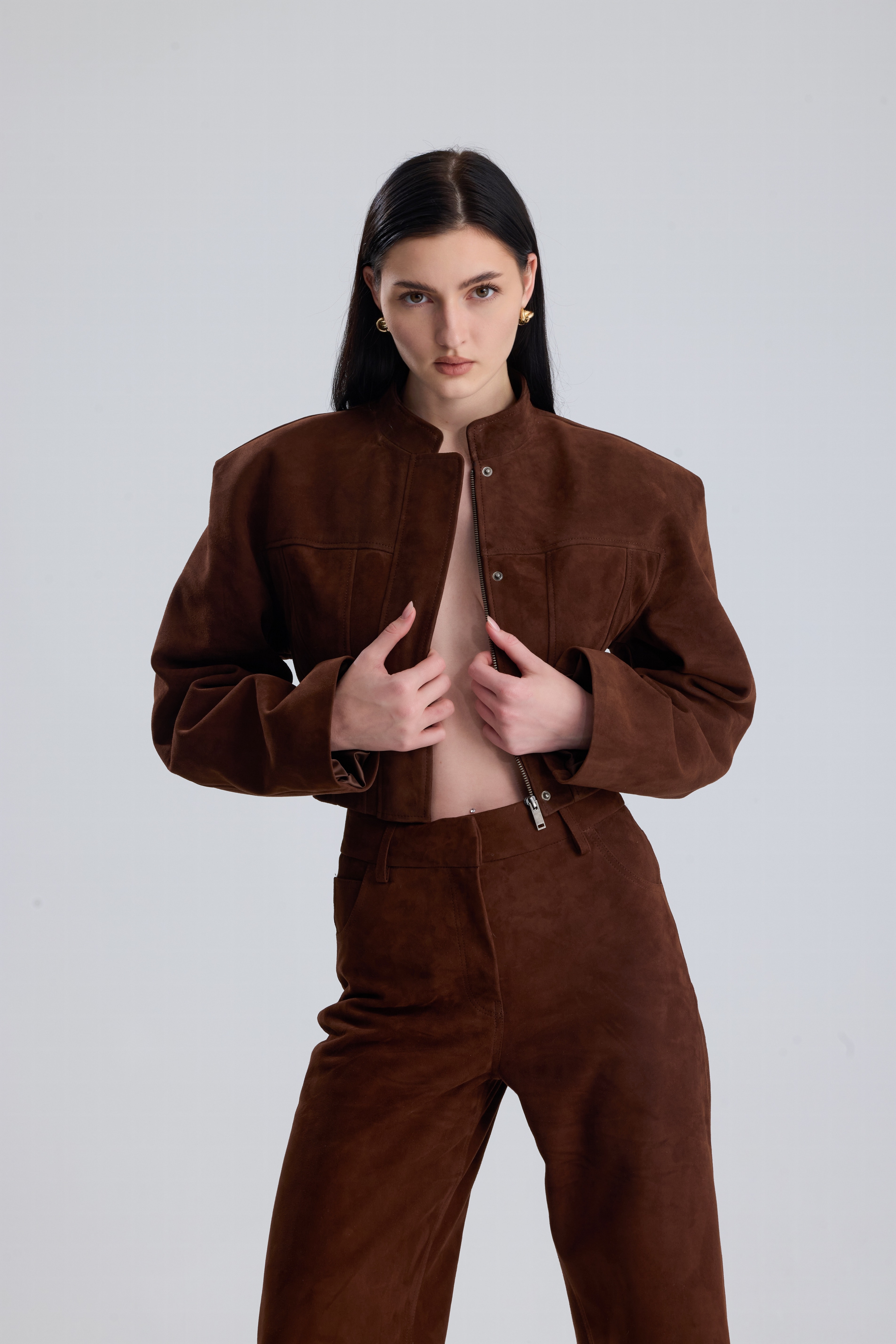 Mocha Darcy  Structured Suede Set