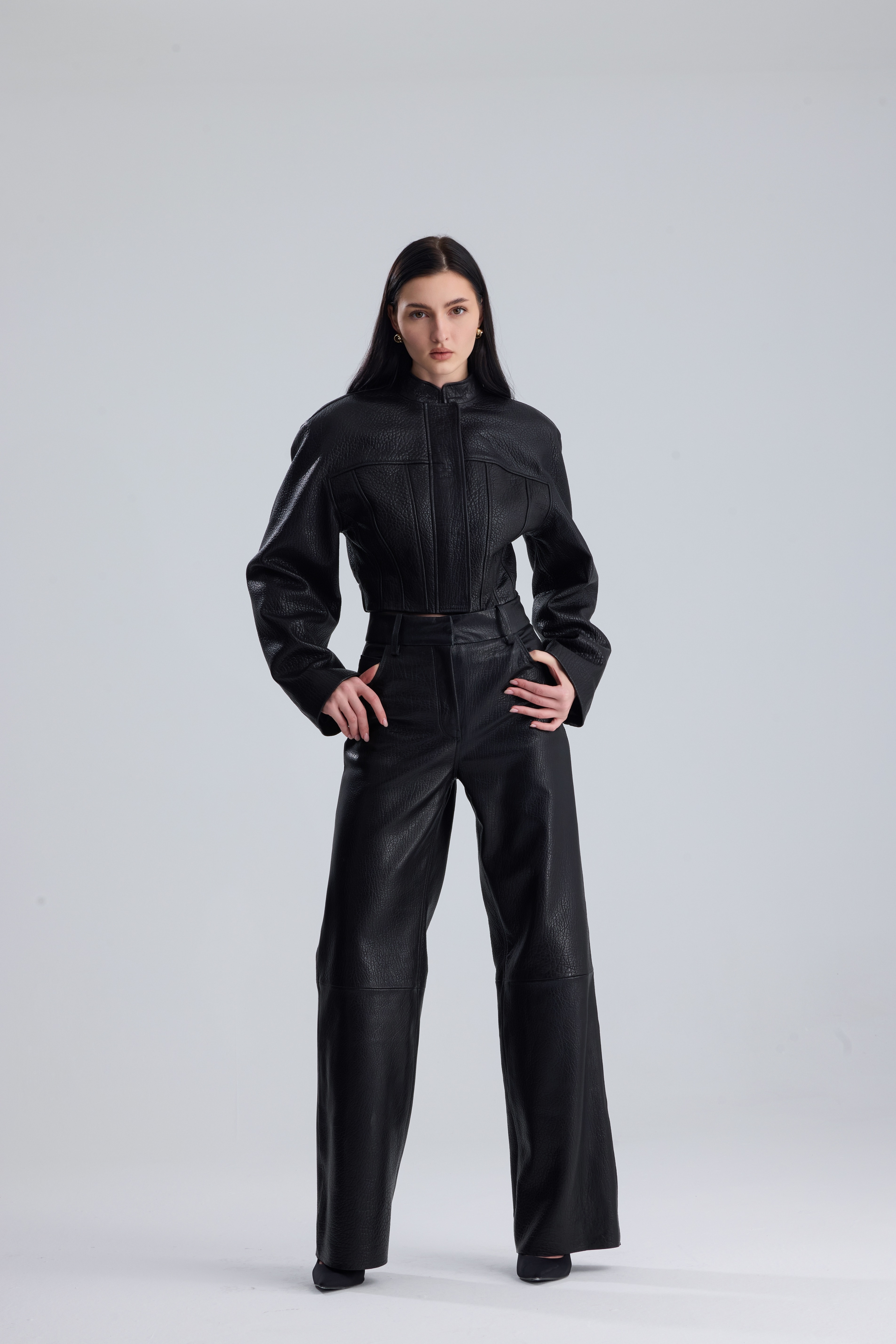 Black Darcy Structured Leather Set