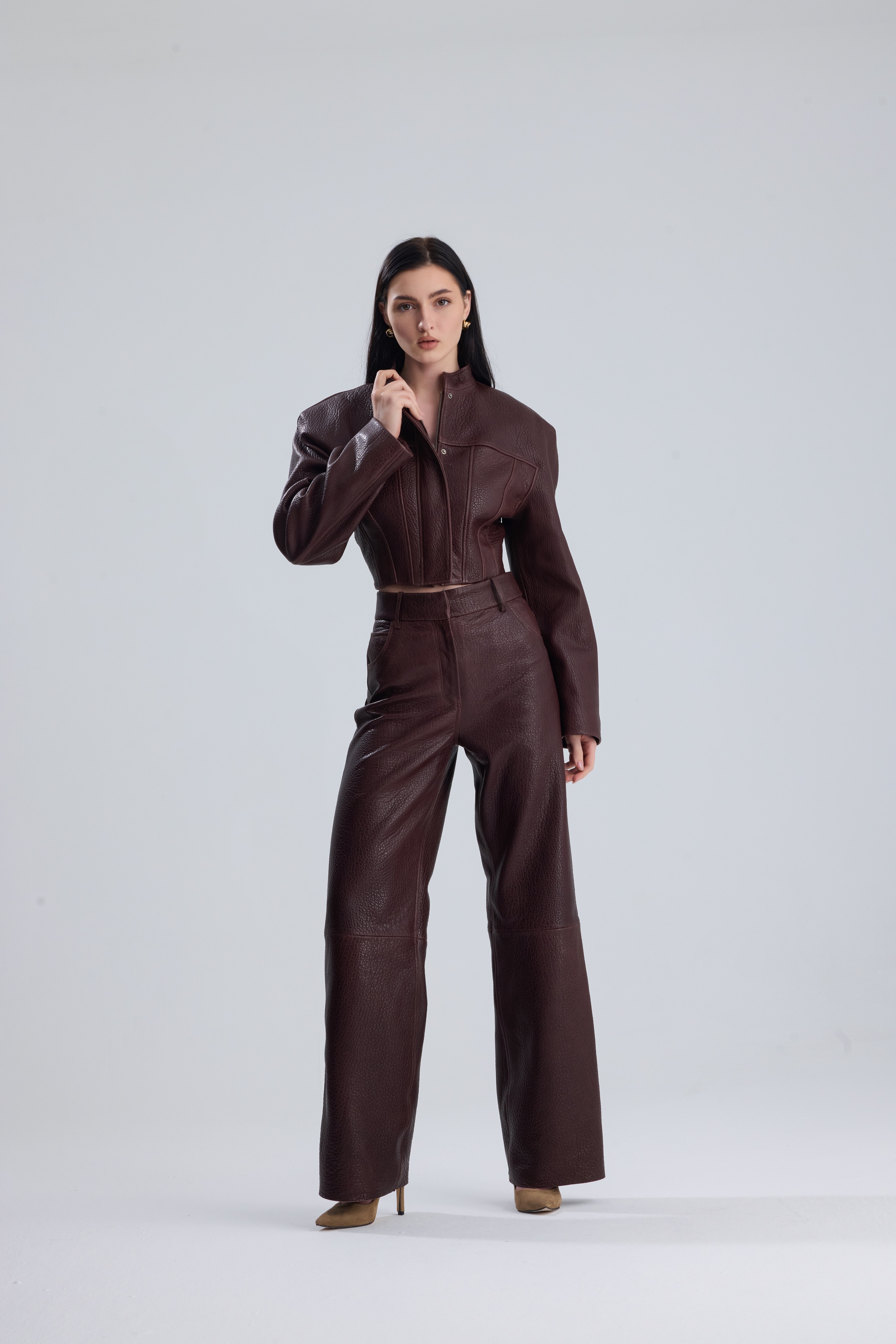 Brown Darcy Structured Leather Set