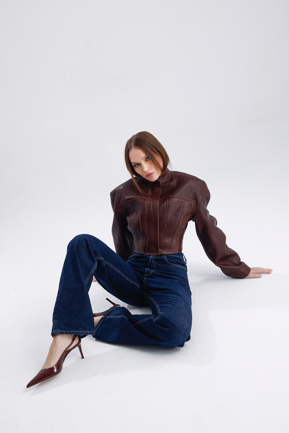 Brown Darcy Structured Leather Jacket