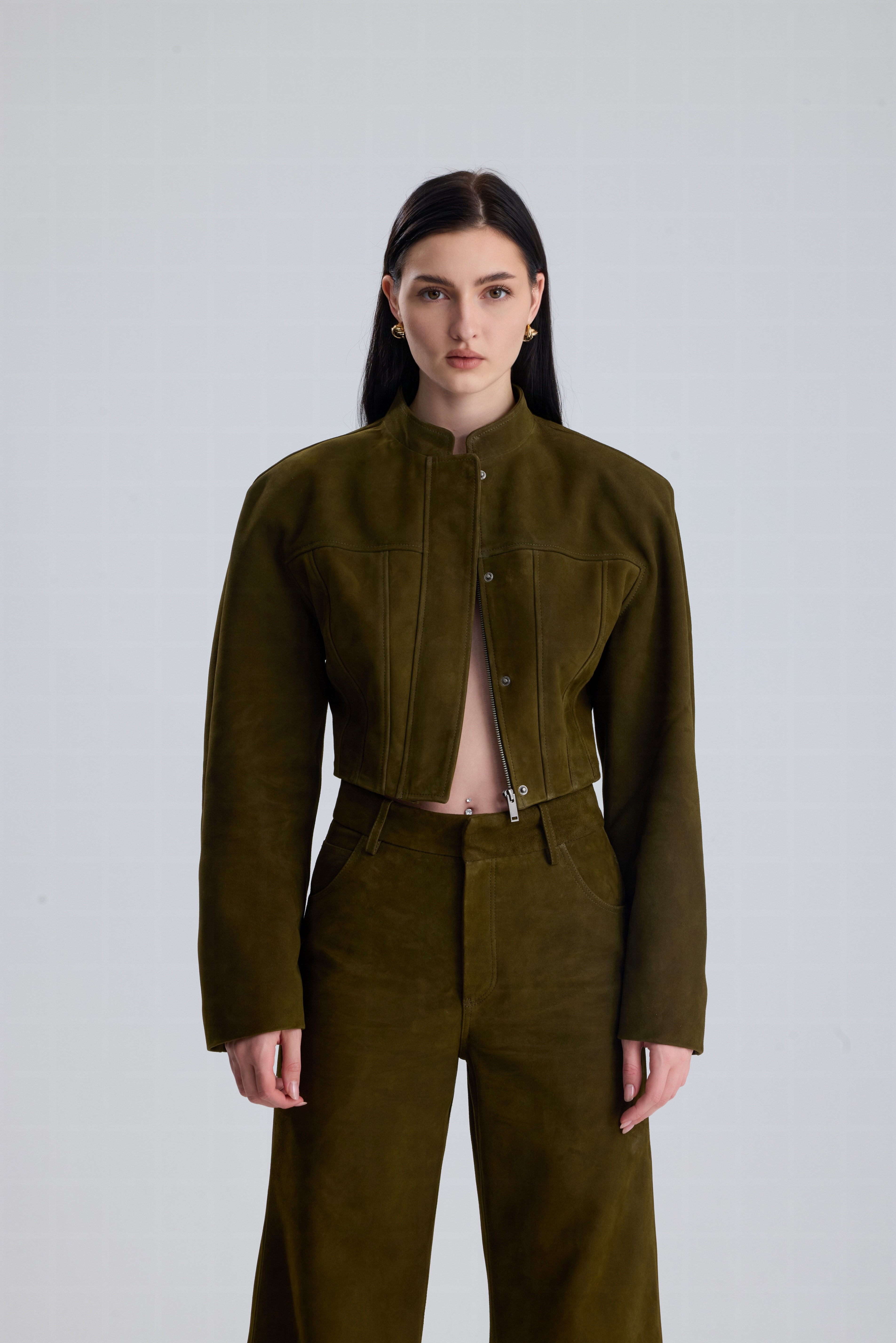 Khaki Darcy  Structured Suede Set