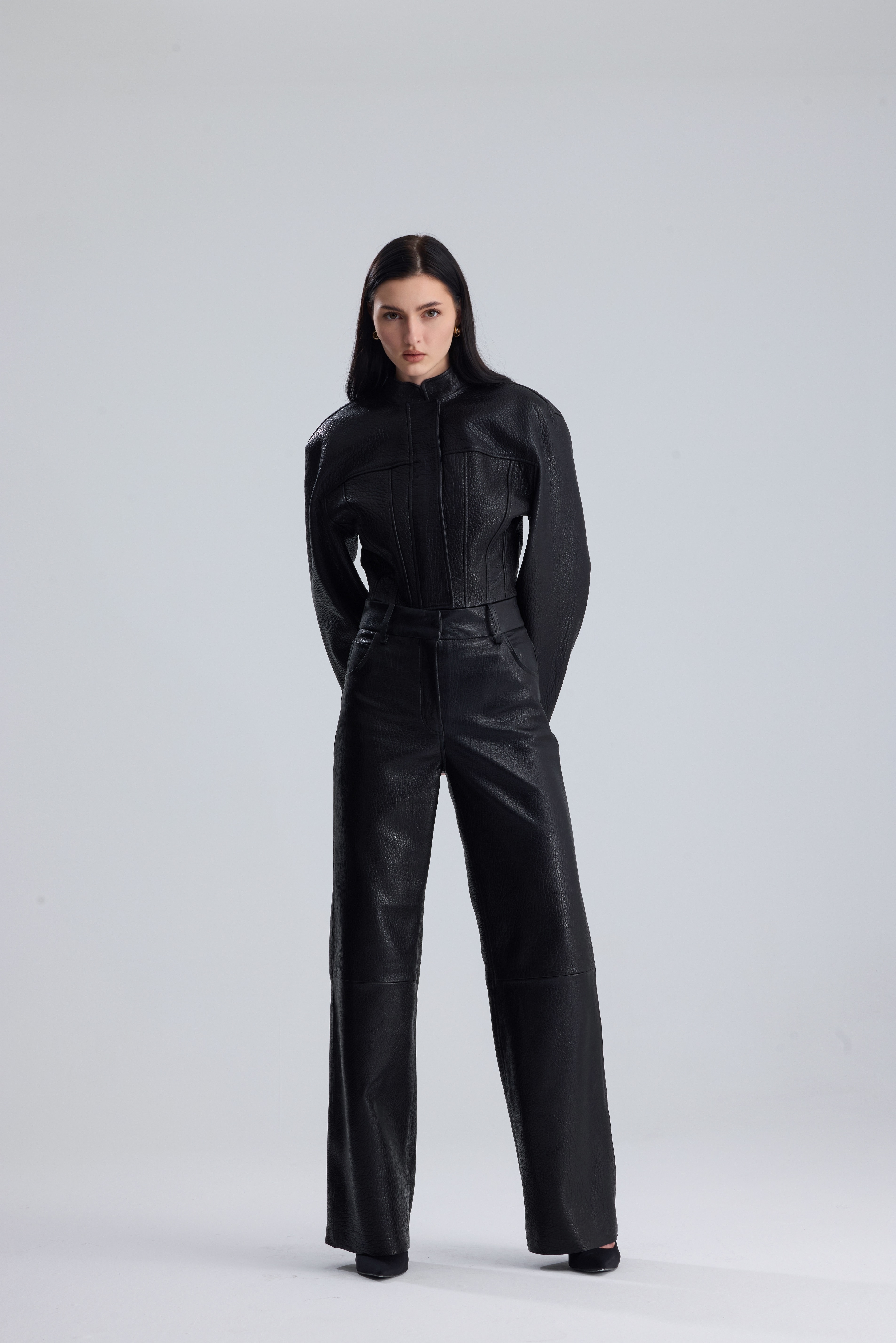 Black Darcy Structured Leather Set