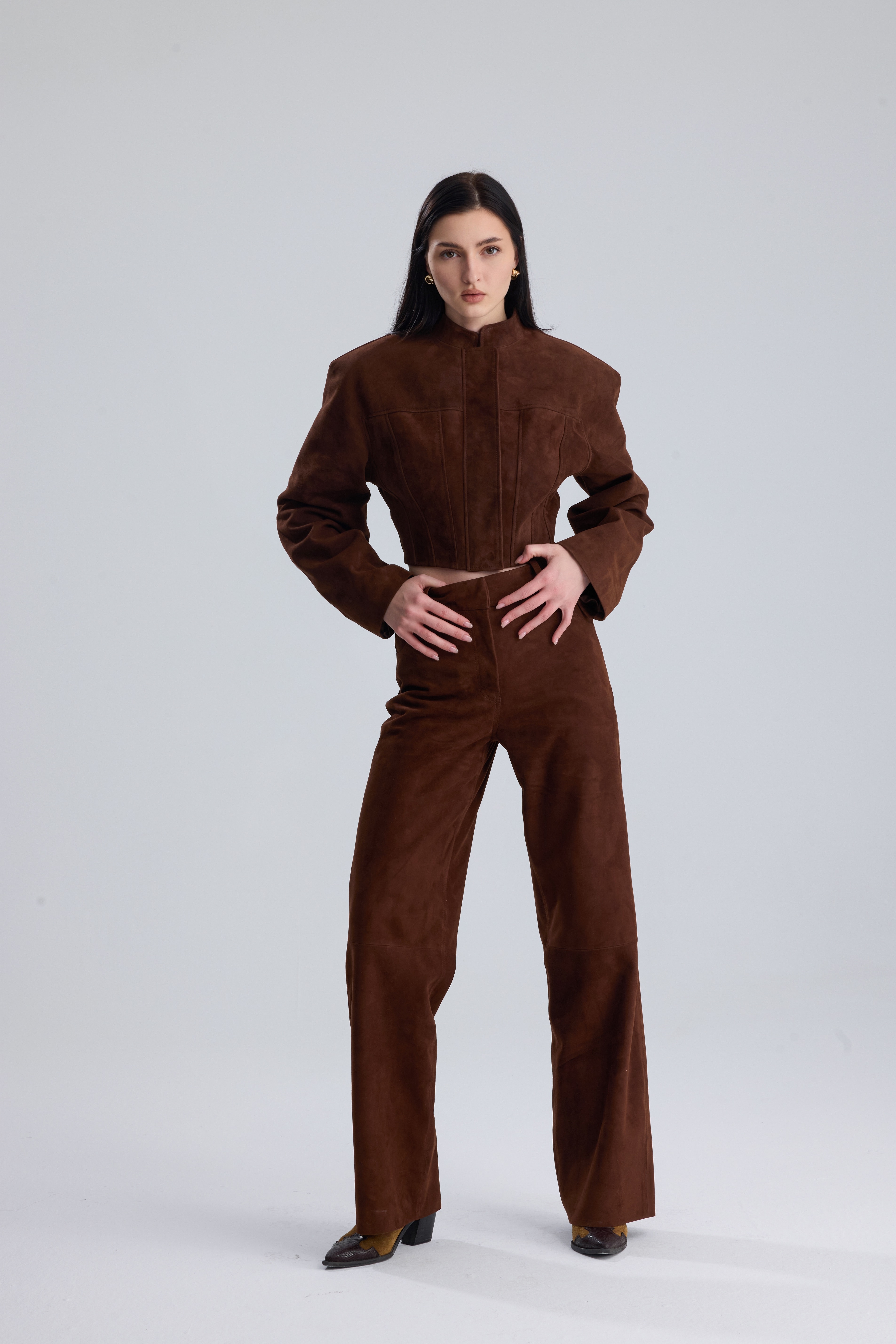 Mocha Darcy  Structured Suede Set