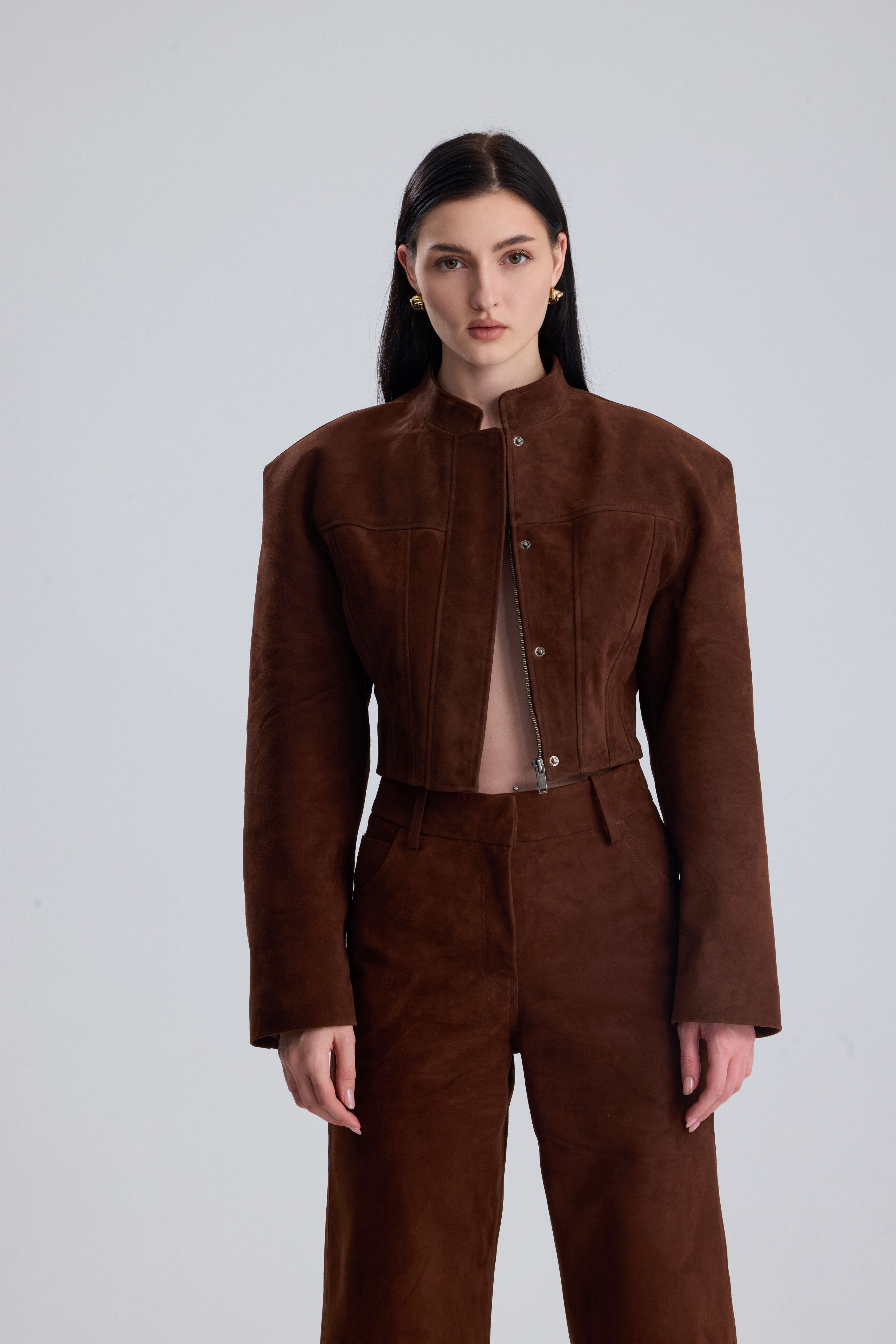 Mocha Darcy  Structured Suede Set