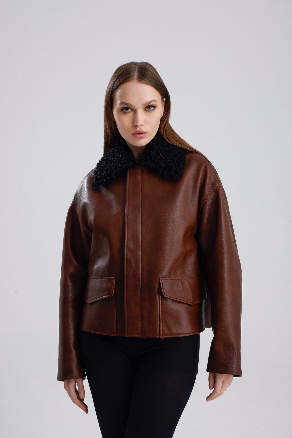 Tyler D  Shearling Collar Leather Jacket