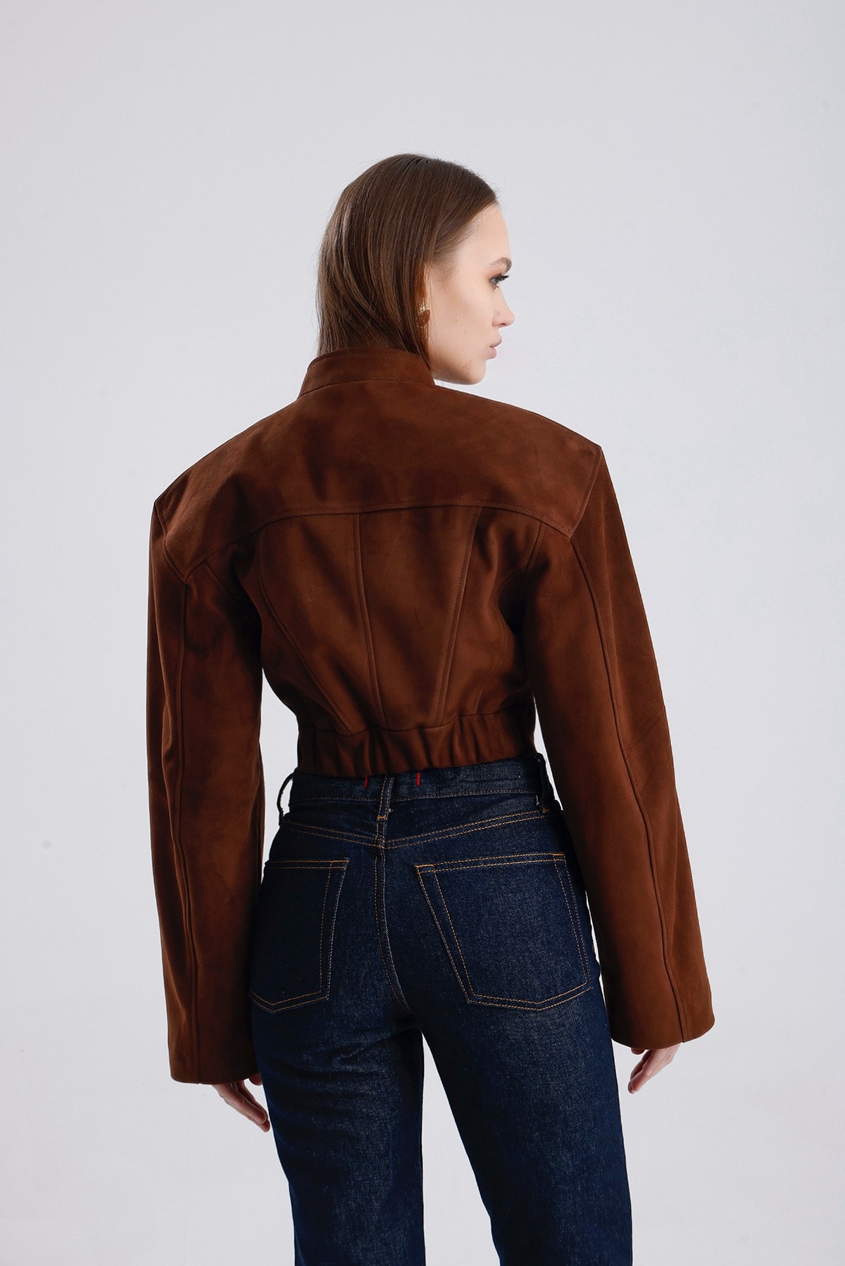 Mocha Darcy Structured Suede Jacket