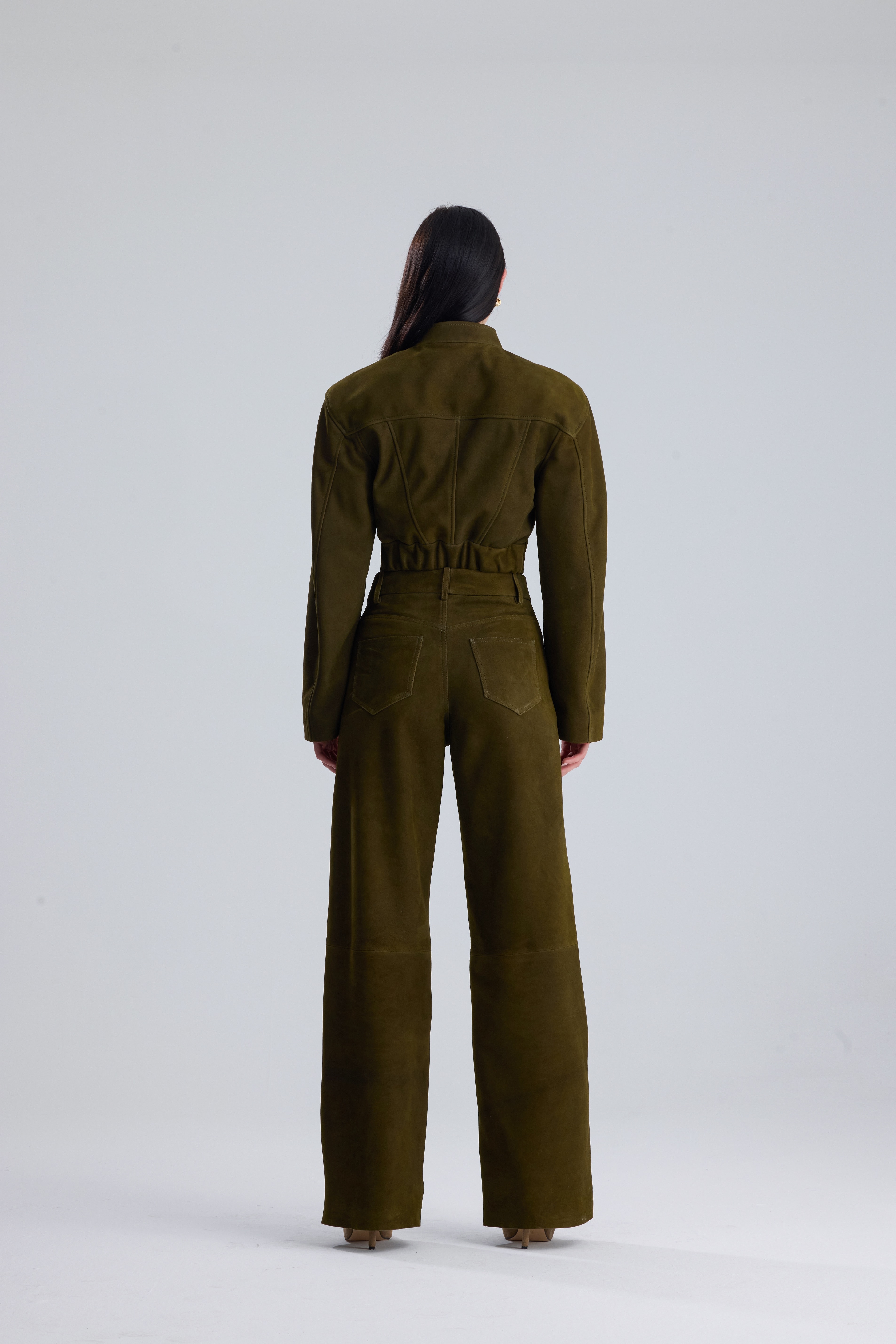 Khaki Darcy  Structured Suede Set
