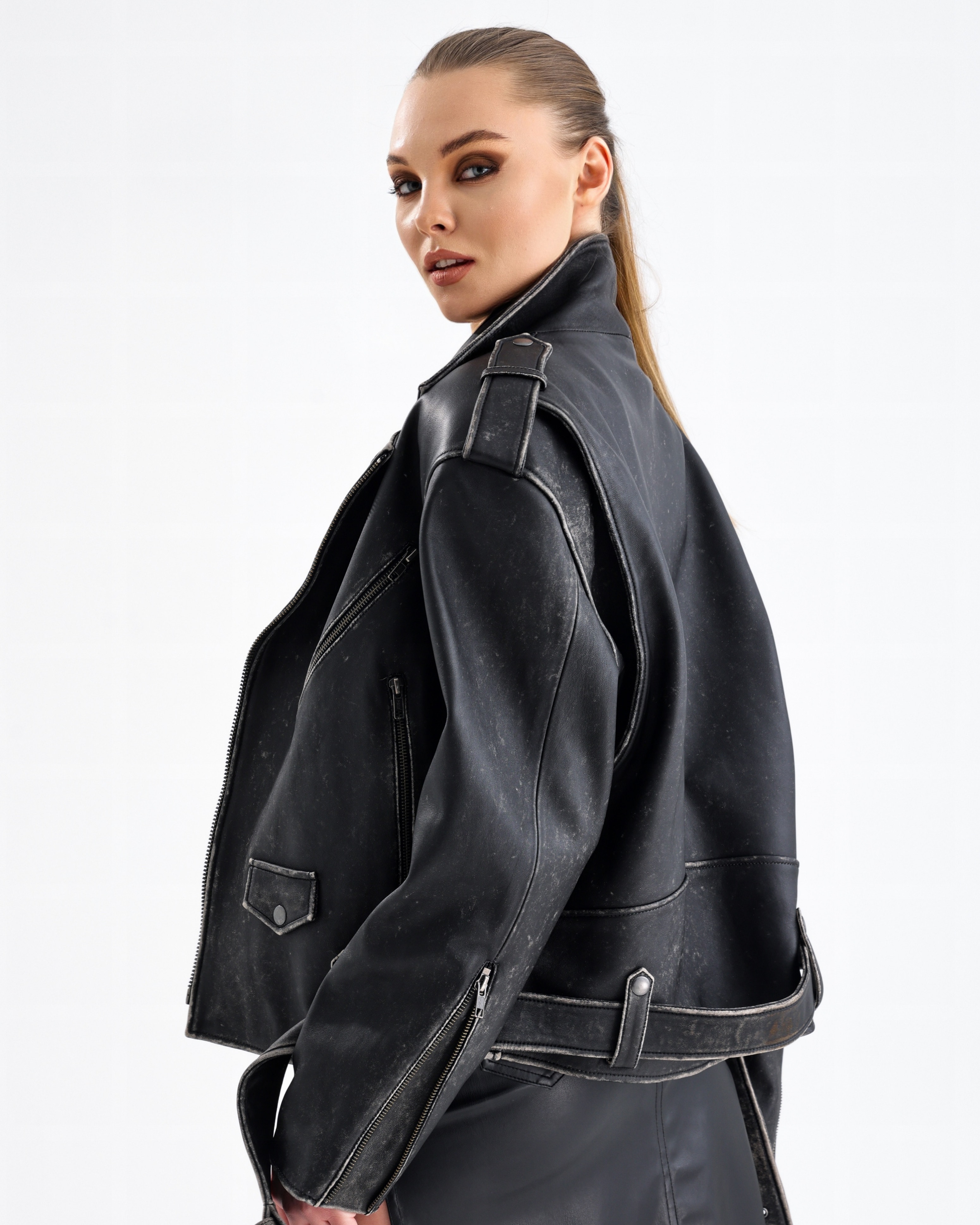 Patina Long Leather Jacket