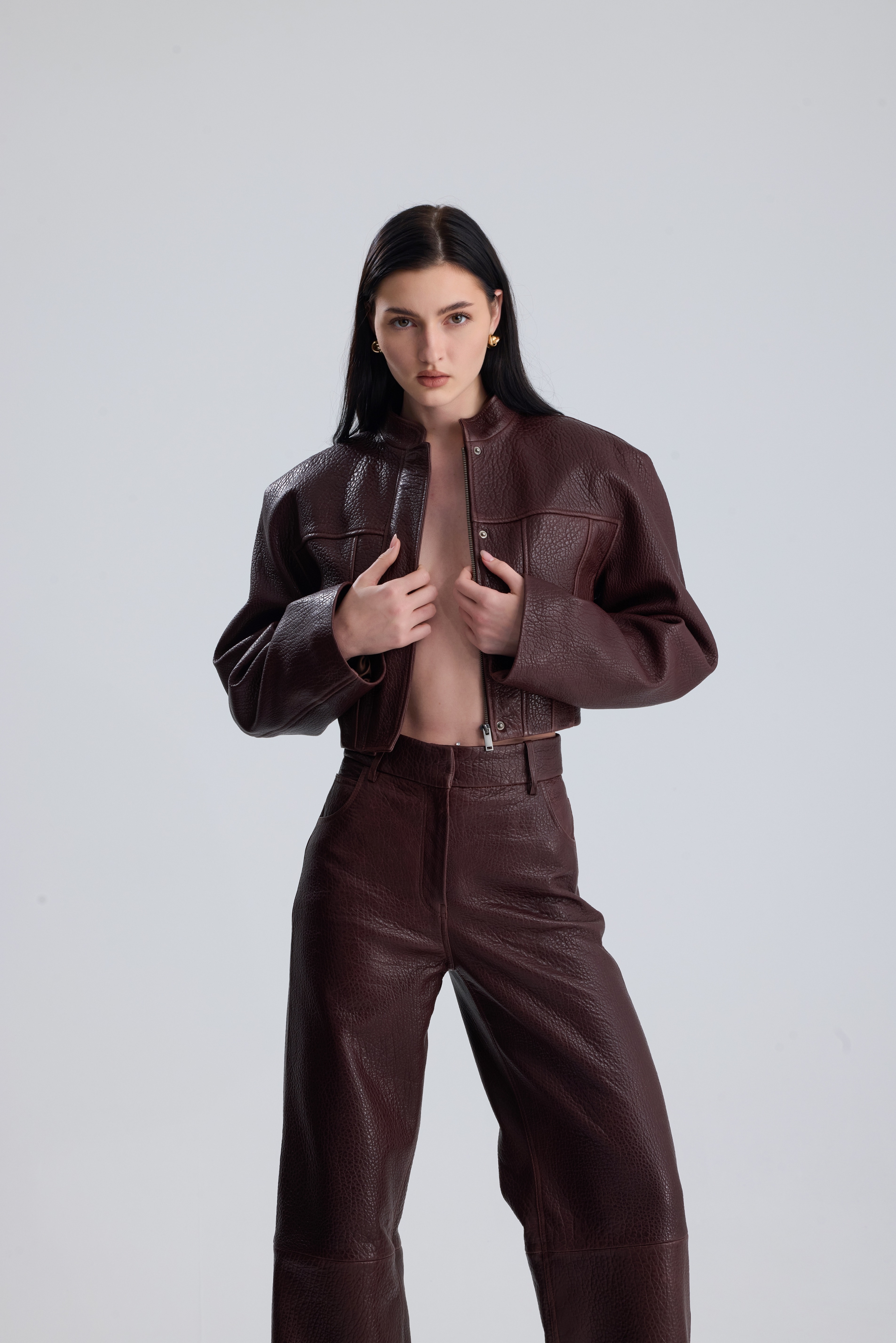 Brown Darcy Structured Leather Set