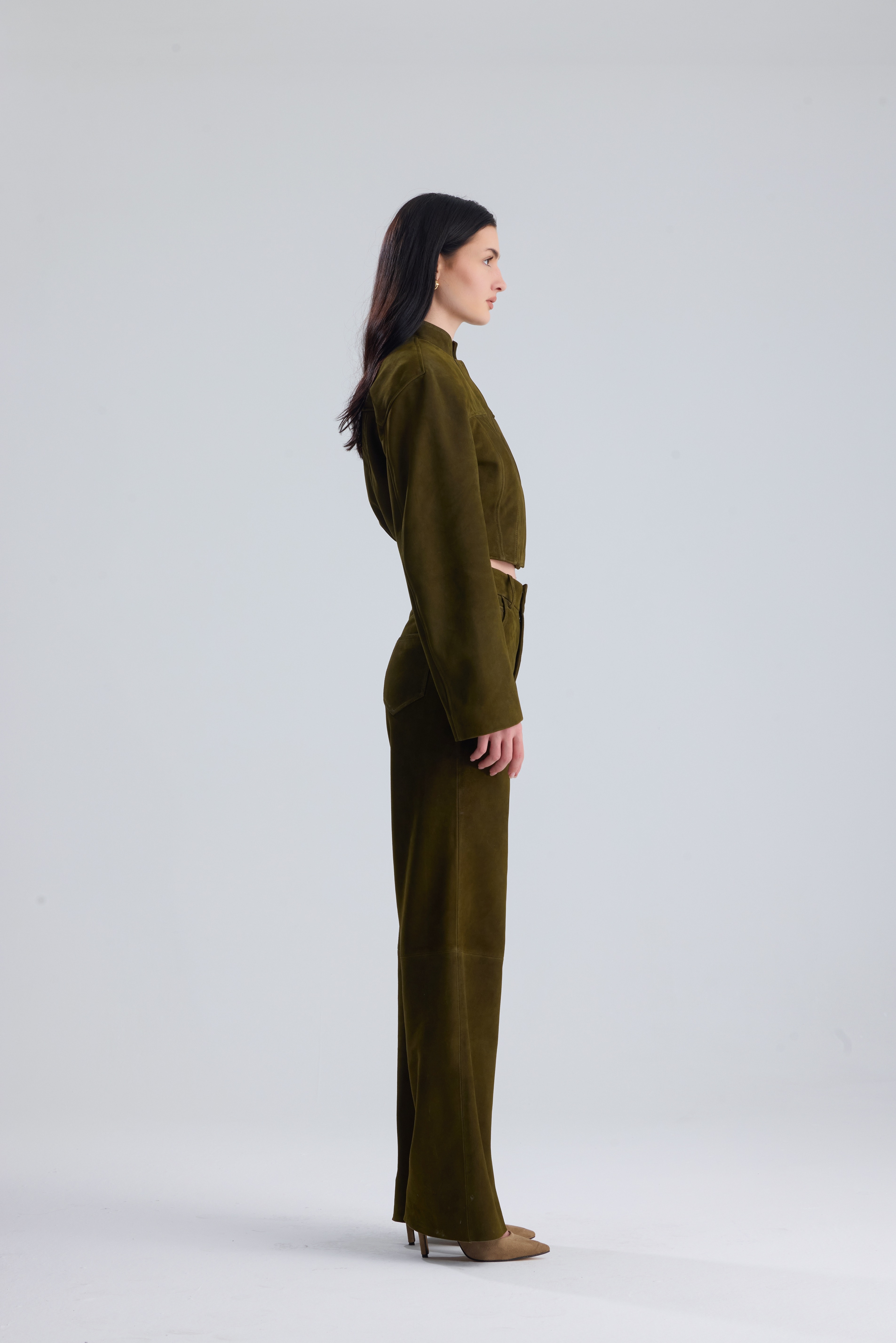 Khaki Darcy  Structured Suede Set