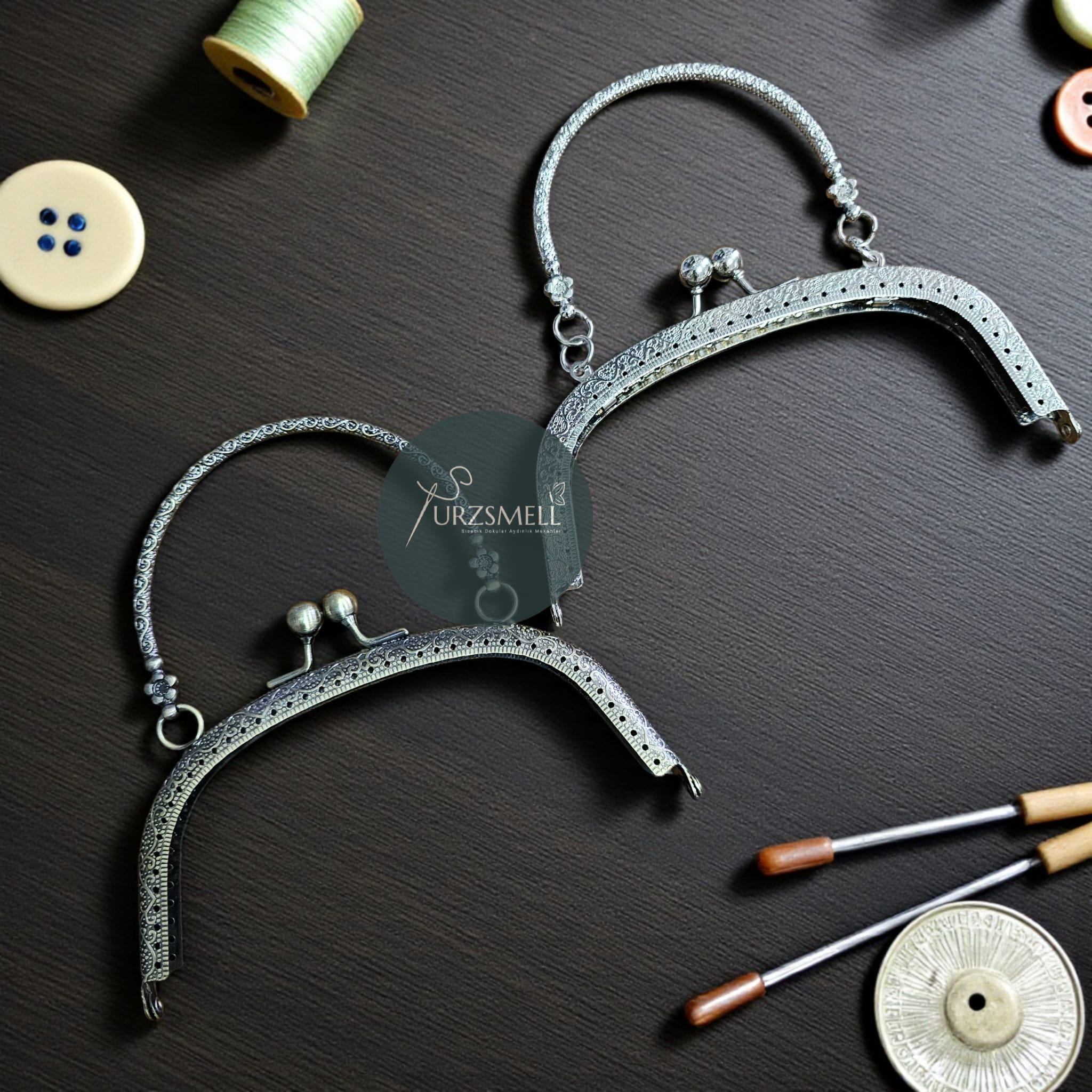 Gümüş Klipsli Çanta Bursu Retro Tarzı