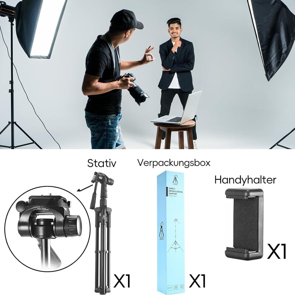 The Wlue Profesyonel 3 Yollu Alüminyum Tripod, 190 cm, Ring Light, Kamera ve Selfie Uyumlu