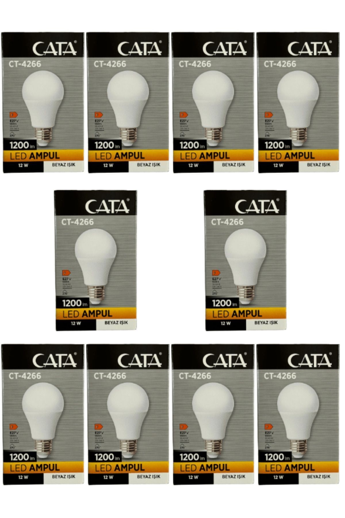 CT-4266 12W 6400K (Beyaz Işık) E27 Duylu Led Ampul (10 Adet)