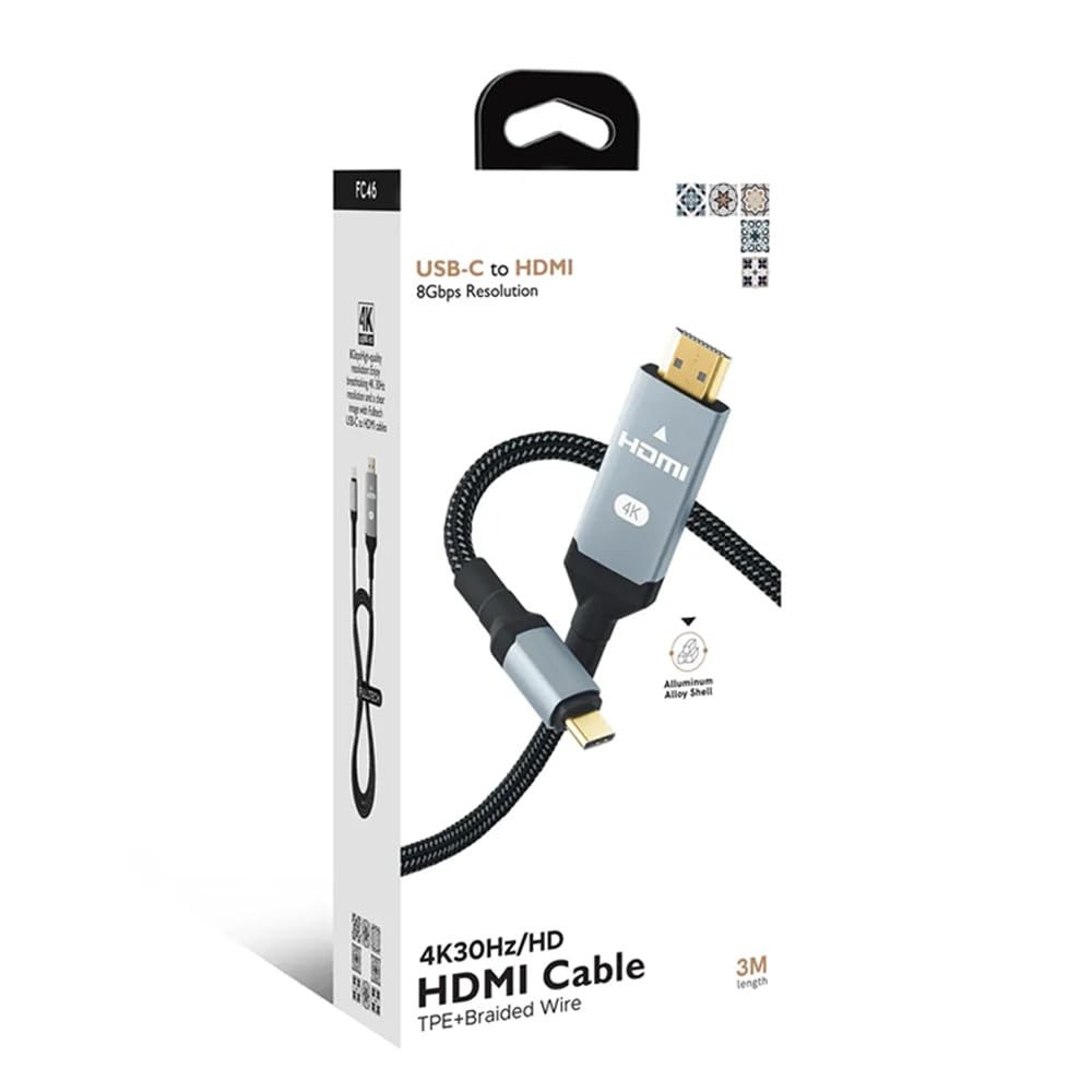 The Wlue Type-C to 4k 30Hz Ultra Full Hd HDMI Usb-C Tak Çalıştır Görüntü Aktarım Kablosu 3 Metre Gold