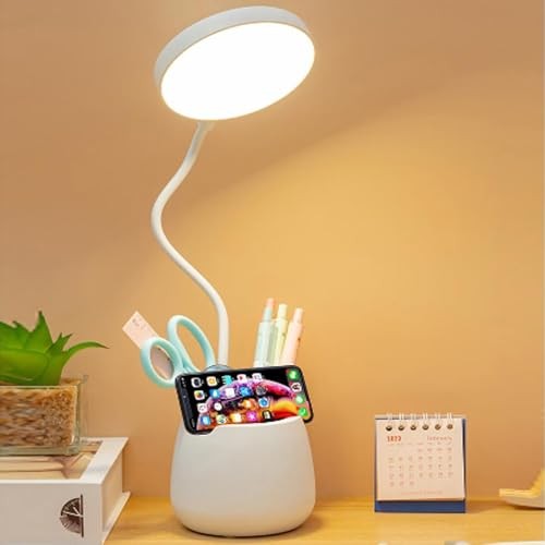 The Wlue Şarjlı Dokunmatik Kalemlikli 24 Led Masa Lambası Ders Çalışma Okuma Işığı 3 Renk Tonu Dimmer Ayarlı