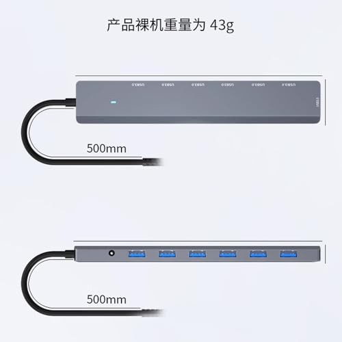 The Wlue 7in1 Type-C to USB Çoklayıcı 7 Port USB3.0 HUB Power Güç Destekli 5Gbps High Speed