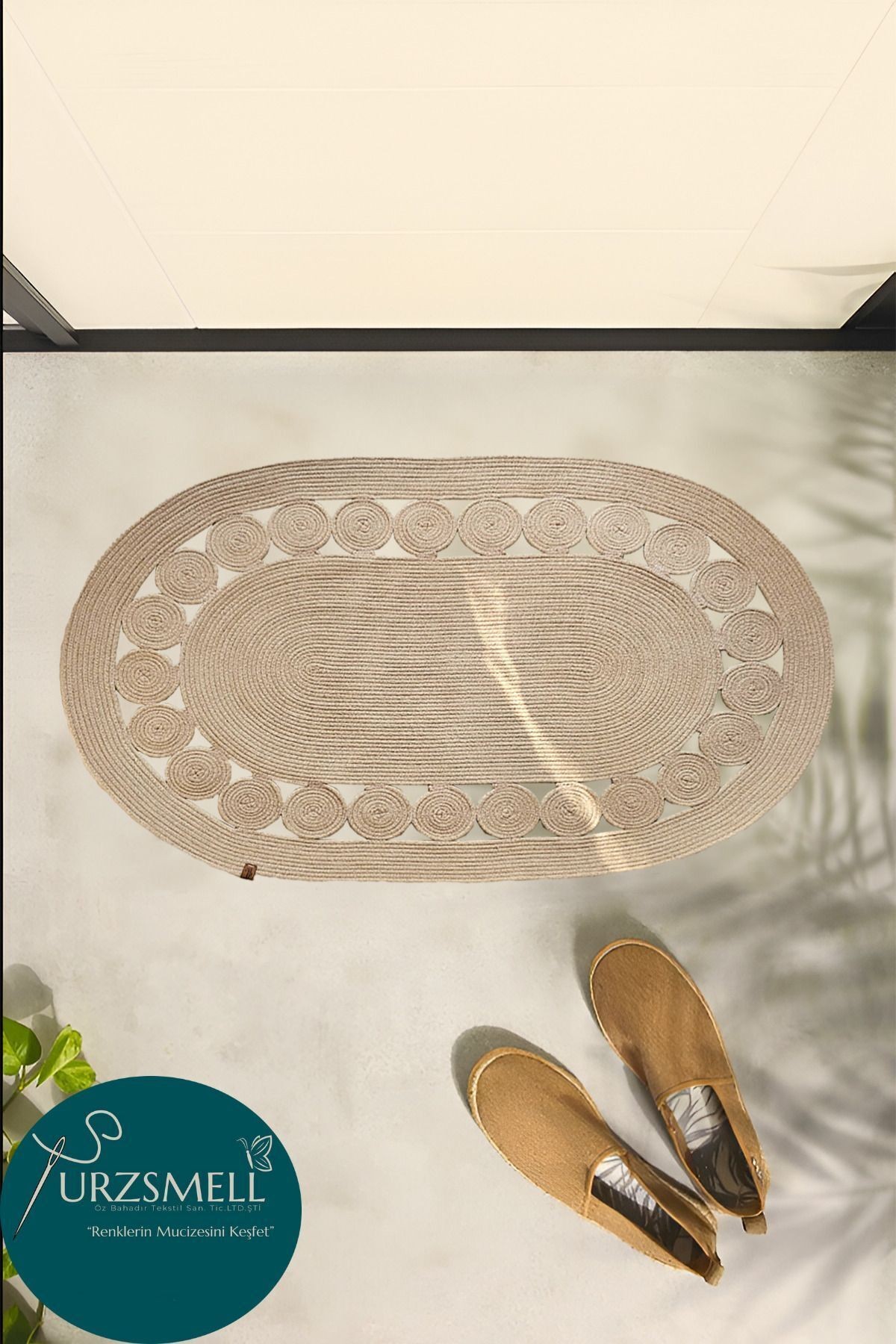 Kapı Paspası, Banyo Halısı, Dekor Halı Ve Yolluk, Hasır Renk - 127cm * 84cm Tress Ip, %100 Hand Made