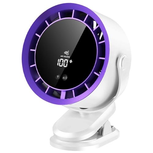 The Wlue Dijital Sessiz Masaüstü Vantilatör / 1800 RPM Klipsli fan Soğutucu/Şarjlı 3600 mAh / 4 Kademeli