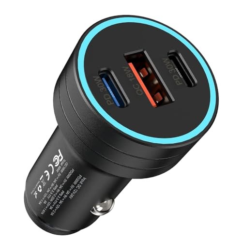 The Wlue 60W PD Süper Hızlı Şarj Araç içi Çakmaklık Şarj Aleti 2x Type-c 60W PD 1x Usb3.0 18W
