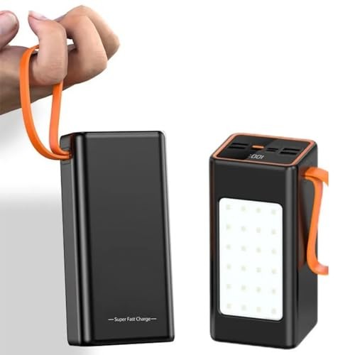 The Wlue 50000 mAh Taşınabilir Şarj Cihazı, LED Aydınlatmalı, PD 22.5W Hızlı Şarj, Dijital Göstergeli, Kamp Powerbank