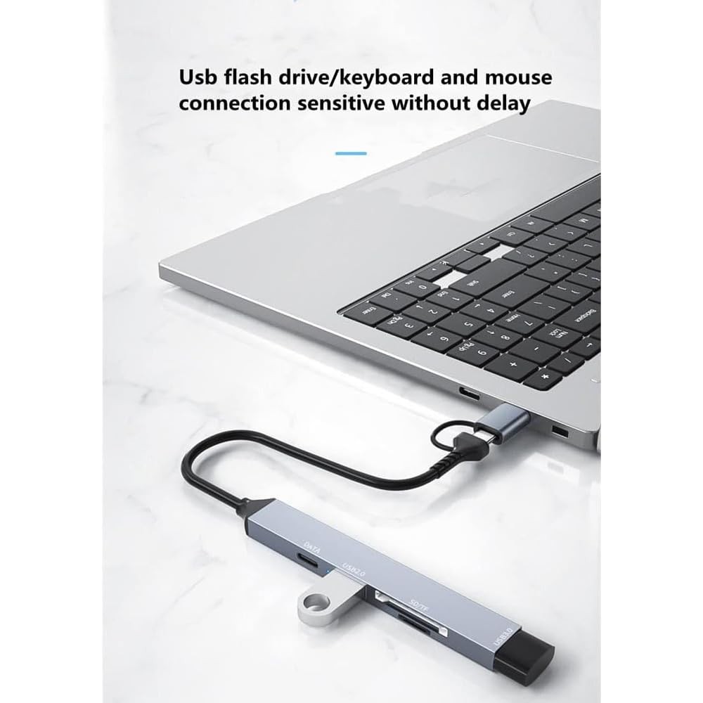 The Wlue USB 3.0 Çok Portlu Kart Okuyucu, Type-C ve USB Dönüştürücü, SD/TF Kart Desteği, 5Gbps Veri Aktarımı,